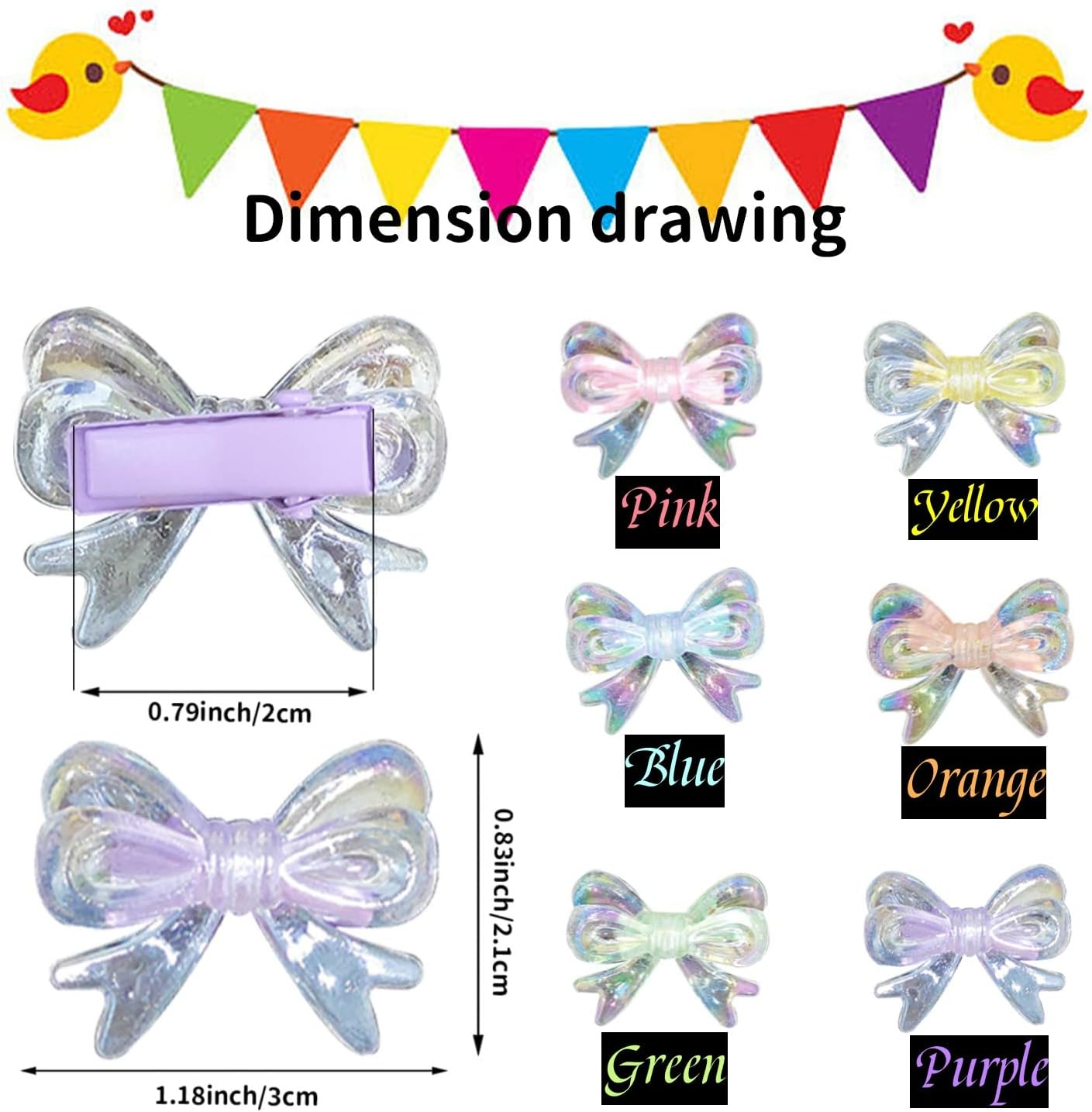 WUBAYI 18Pcs Bow Hair Clips Dazzling Cute Butterfly Hair Clips Cute Fairy Hair Clips for Children Clear Small Butterfly Baby Shatter Hair Clips, Suitable for Girls Teen Female Hair Accessories image number 6