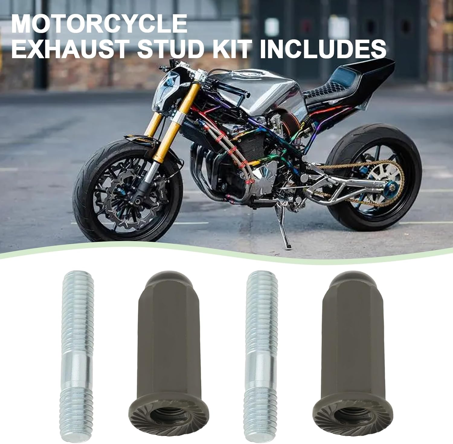 2 Set M6 Exhaust Pipe Stud Nut Bolt Set GY6 50Cc 110Cc 125Cc 140Cc 160Cc 200Cc for Pit Dirt Bike Quad ATV 4 Wheeler Dune Buggy Motors image number 2