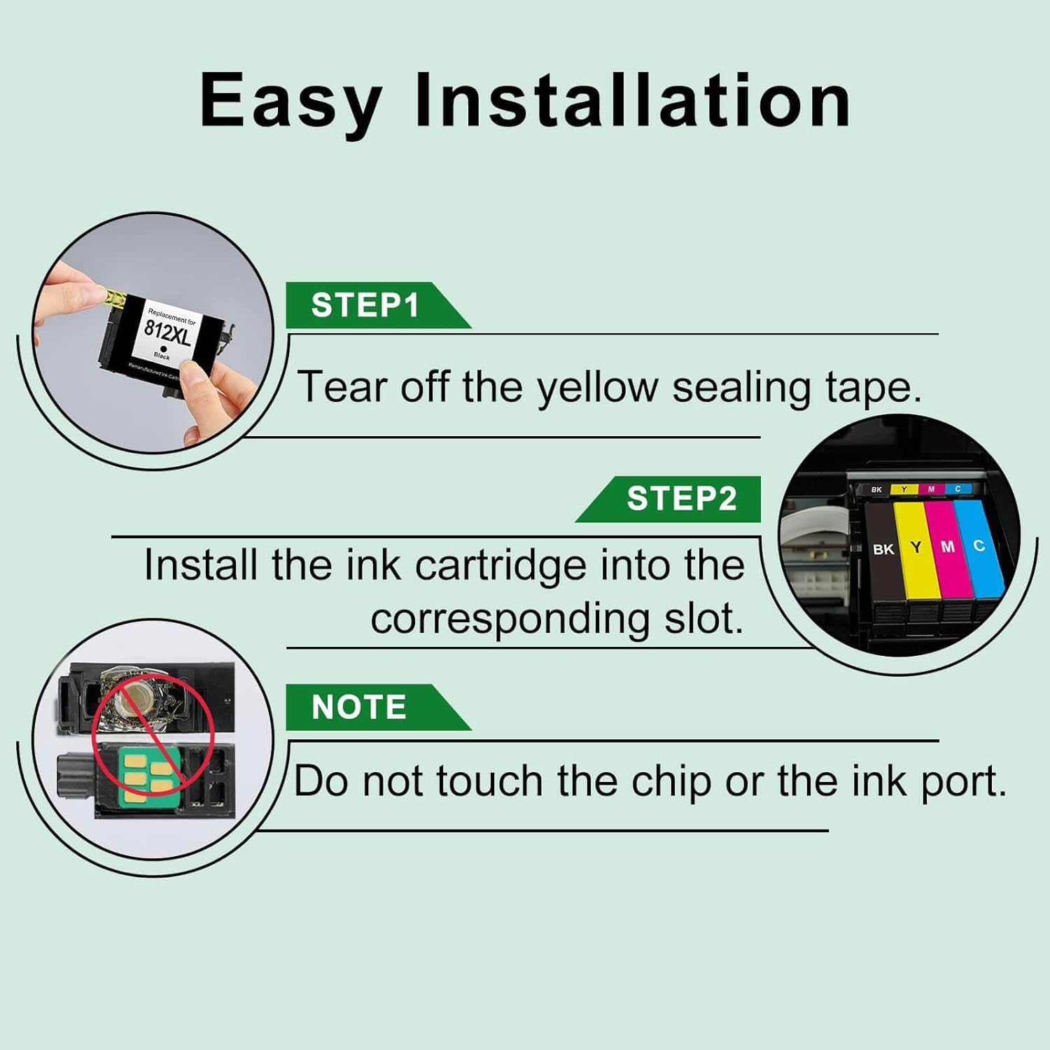 812XL Ink Cartridge for Epson, Compatible T812 XL for Epson Workforce Pro WF-3820 WF-3825 WF-4830 WF-4835 WF-7830 WF-7840 WF-7845-2 Black, 1 Cyan, 1 Magenta, 1 Yellow image number 1