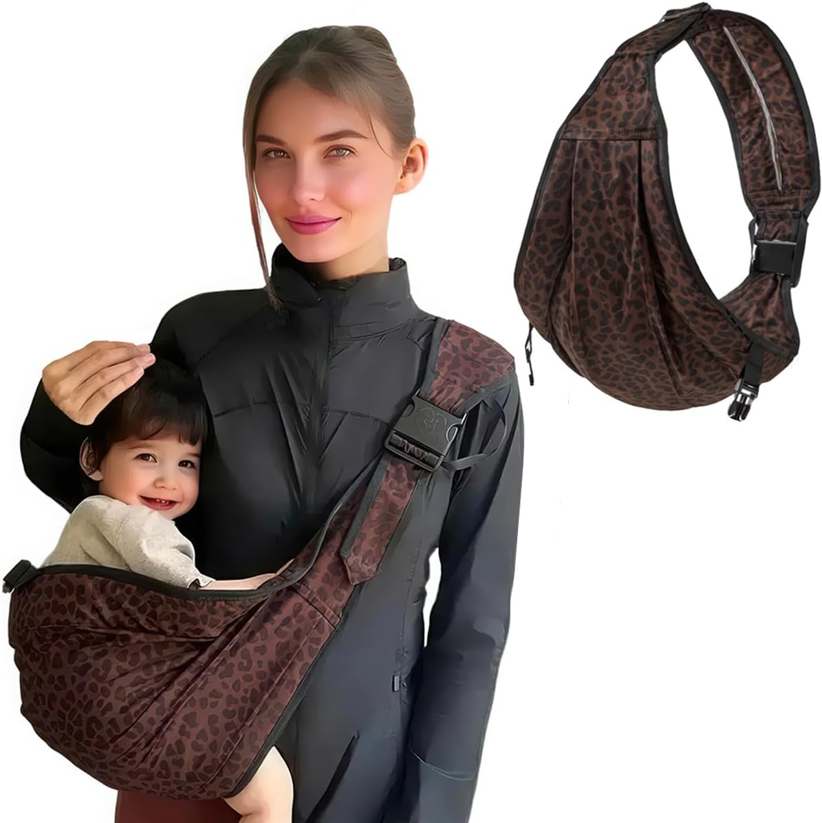 HJB VISSO Baby Carrier Toddler Sling, Adjustable Baby Sling Upgraded Comfortable Baby Wrap Carriers Ergonomic-Designed, Portable and Lightweight Travel Friendly Carrier 3~16KG (Leopard)