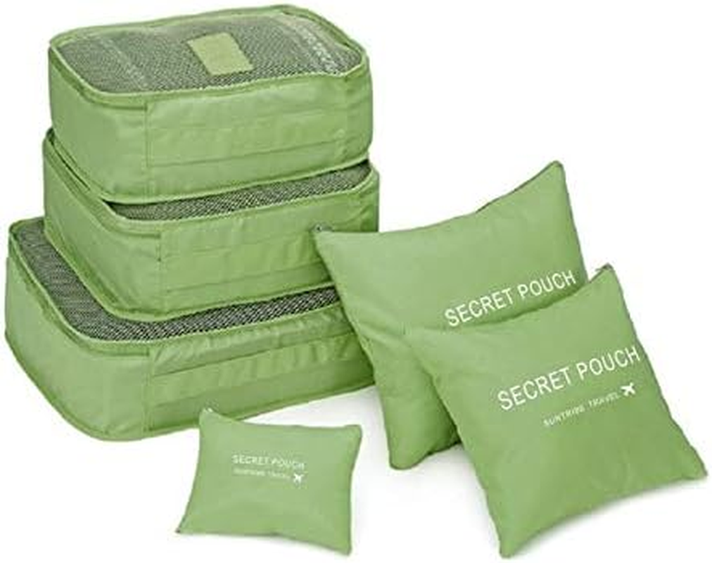 Go2Buy 6Pcs Travel Luggage Organizer Set Backpack Storage Pouches Suitcase Packing Bags (Green) image number 2
