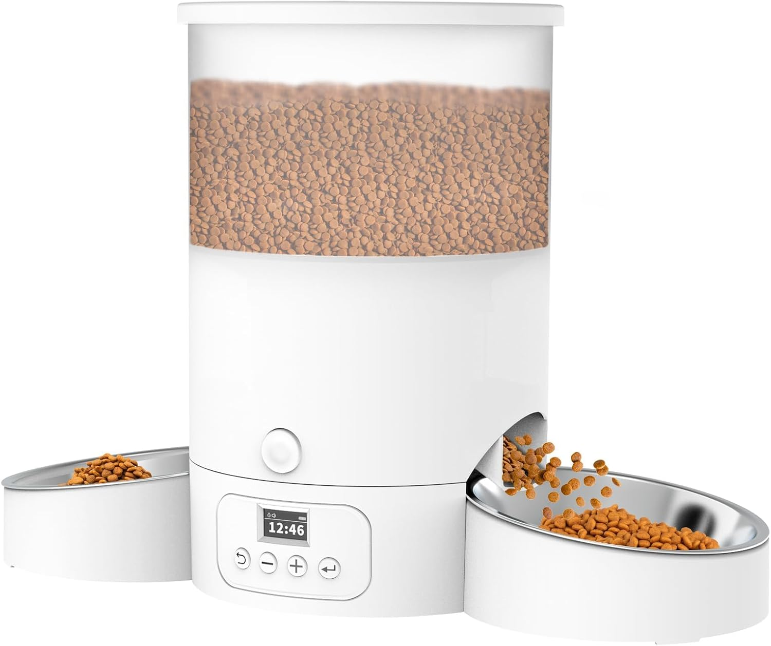 Automatic Cat Feeder for Two Cats - SURDY 3L Cat Food Dispenser Automatic with 2 Stainless Steel Bowls, 10S Meal Call Dual Power Supply and Timer Setting 12 Portions 6 Meals per Day for Cat & Dog image number 2