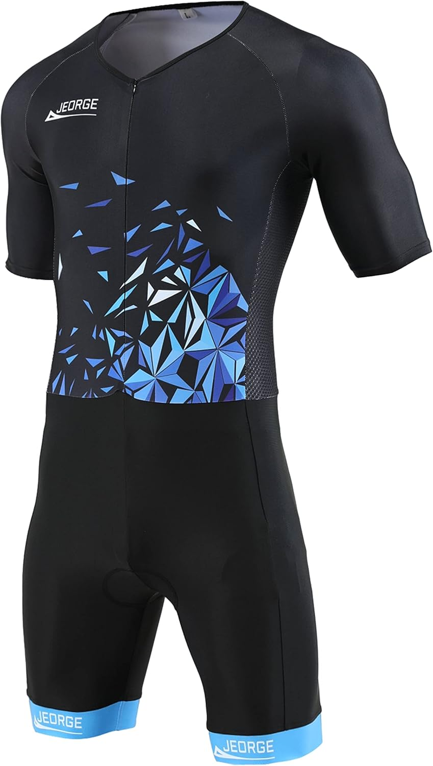 JEORGE Men Trisuit, Competitor Triathlon Short Sleeve Aero Tri Suit.