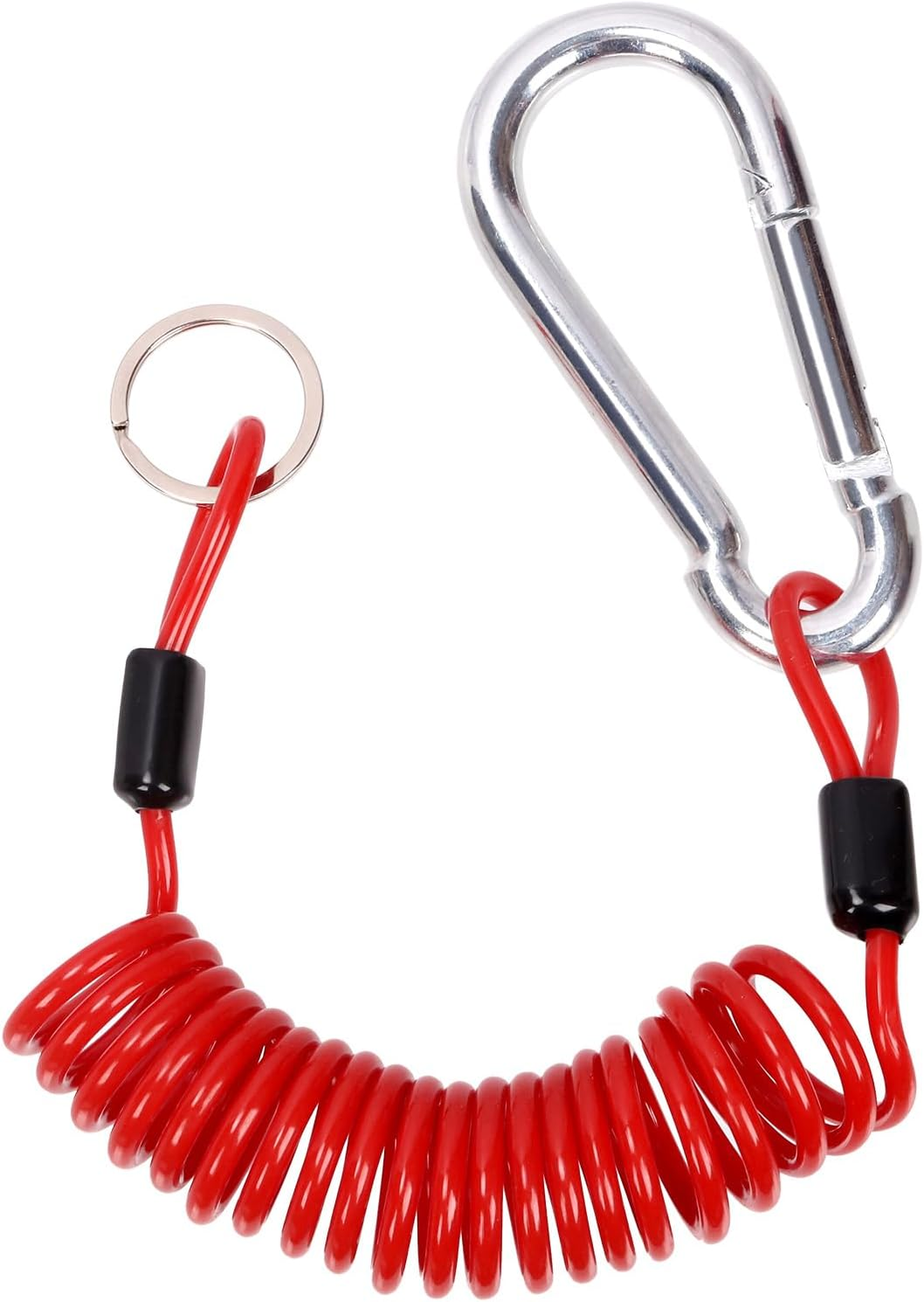 Glarks 6FT Breakaway Trailer Cable Trailer Brake Cable Stainless Steel Spring Towing Coiled Wire Safety Cables Strap Ground Clip for RV Towing Trailer Emergency image number 3