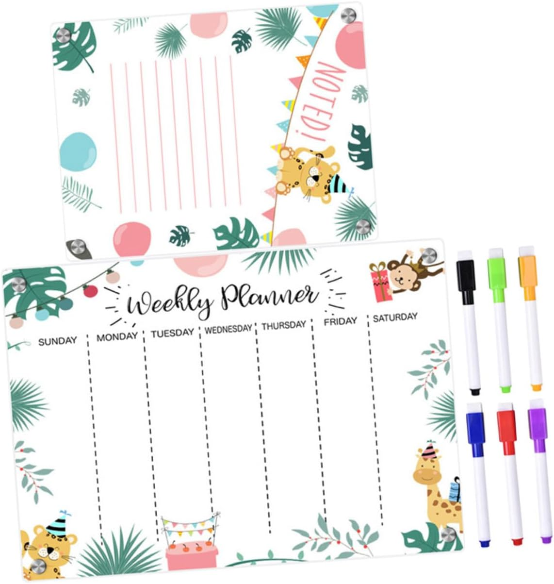 TEHAUX Magnetic Planning Message Board Whiteboard Calendar Acrylic Magnetic Dry Erase Fridge Planner Board image number 4