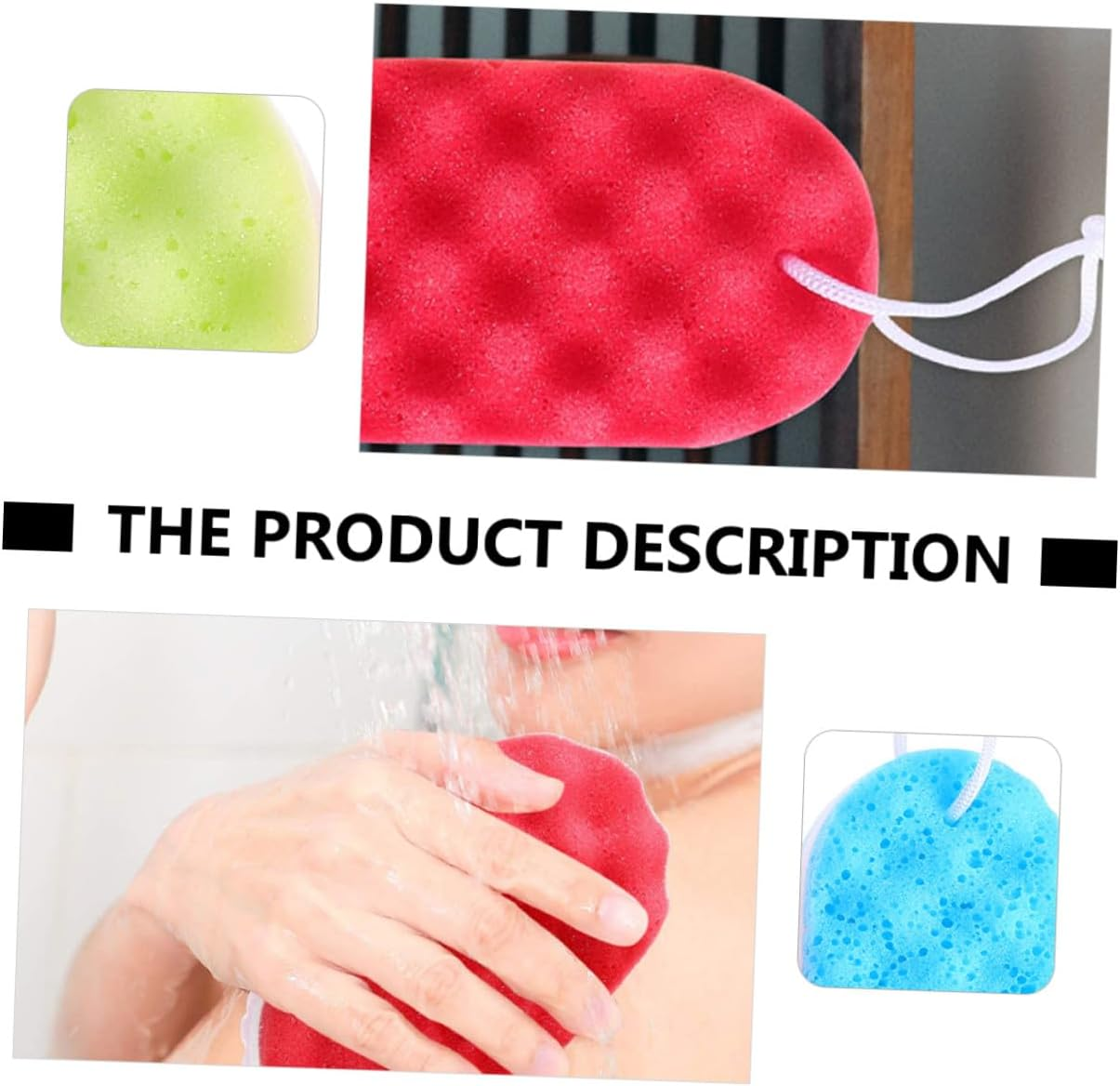 PAMINGONO 6Pcs Exfoliating Bath Sponge Pouf Wave Texture Shower Scrubber for Deep Skin Cleansing and Smooth Soft Mesh Pouf Brushes in Yellow Red Blue image number 5