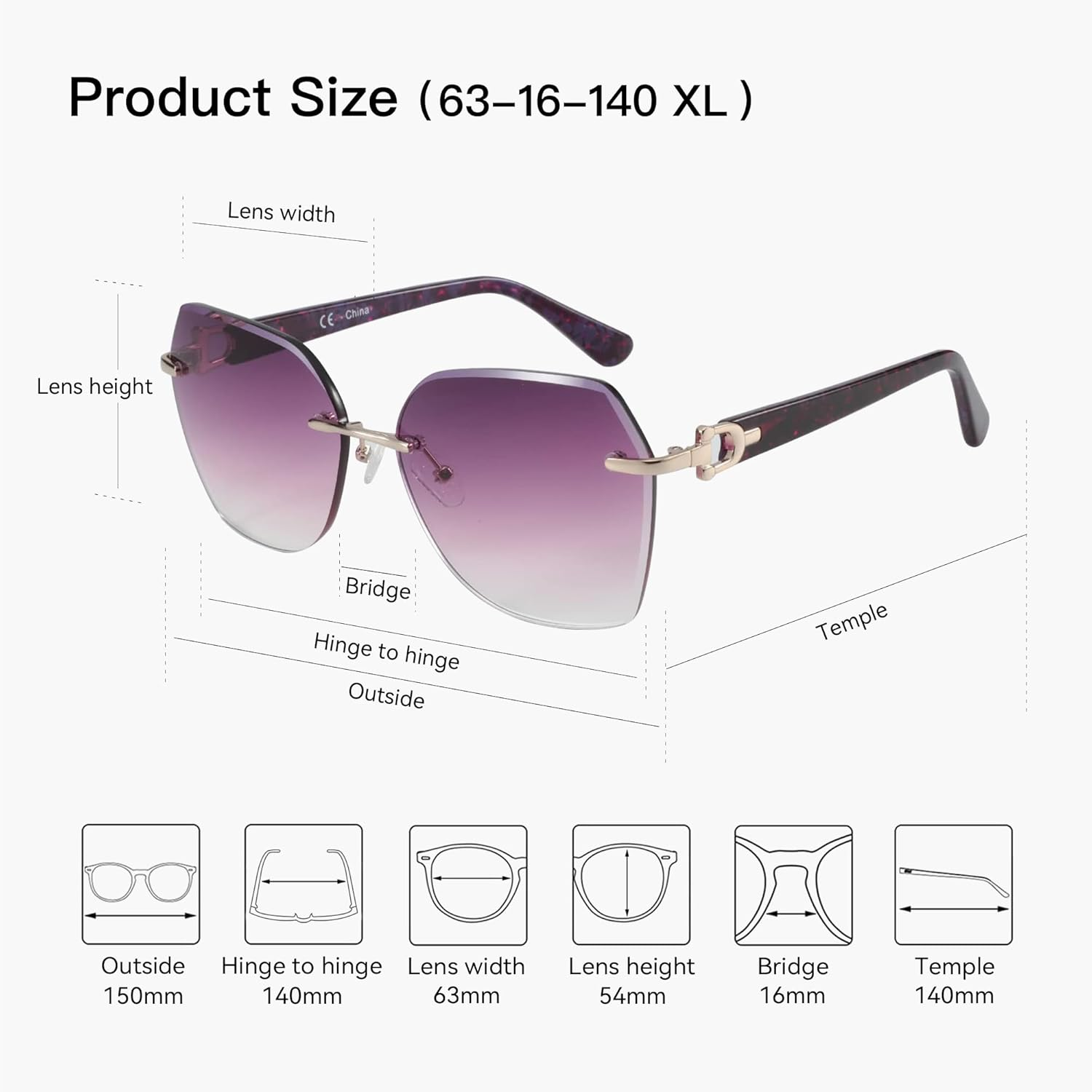 ZENOTTIC Oversized Rimless Sunglasses for Women Geometric Diamond Cutting Gradient Lens UV Protection Fashion Shades Trendy - Brown image number 3