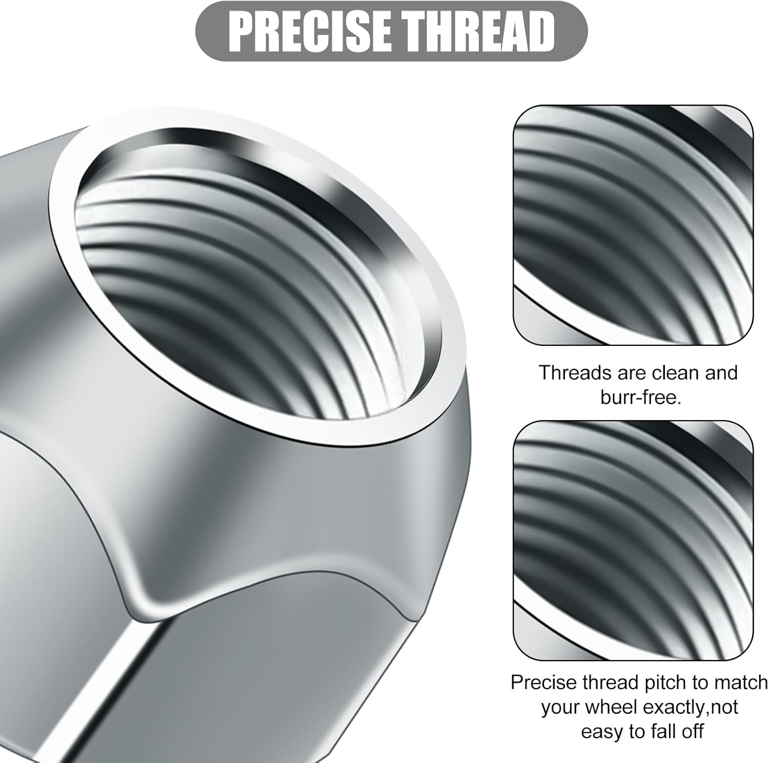 NQEUEPN Pack of 10 Tyre Nuts, 1/2-20 Inch Nut for Tyres, Trailer Wheel Nuts, Trailer Lug Nuts, Lug Nuts with Open End for Trailer Tyre Wheels image number 3