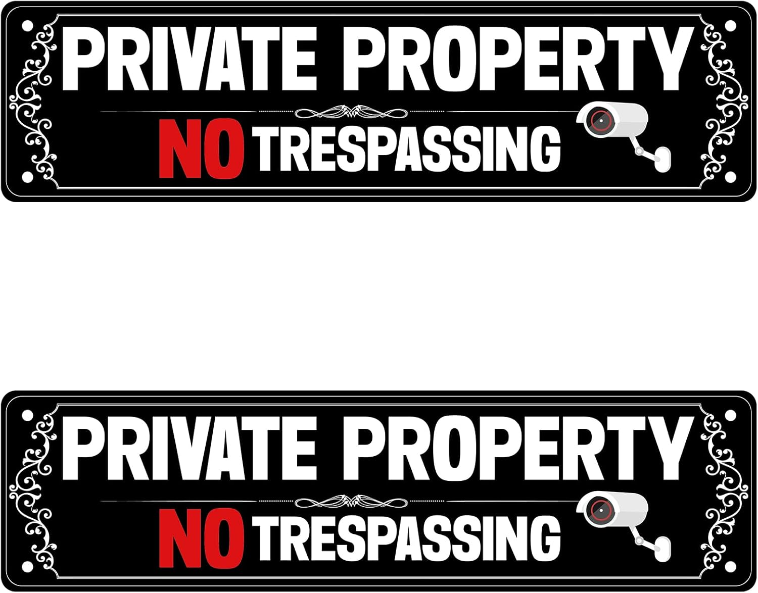 2 Pcs Private Property No Trespassing Metal Sign, Private Property Signs Warning Signs Reflective Aluminum Metal Sign for House Door Fence Gate image number 5