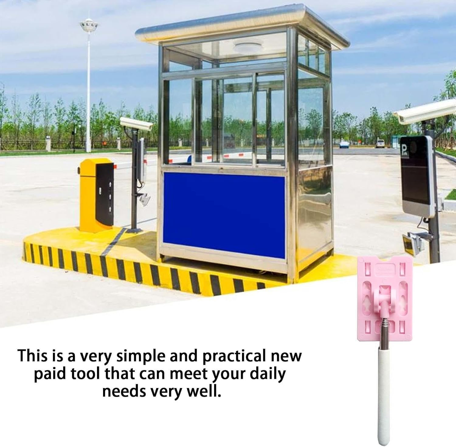 Telescopic Rod Card Holder, Parking Card Holder Toll Rod Extendable Reach Stick for Easy Access at Toll Booths and Garages, Multifunctional Sturdy Secure Stylish Easy to Use - Pink + Pure White image number 4