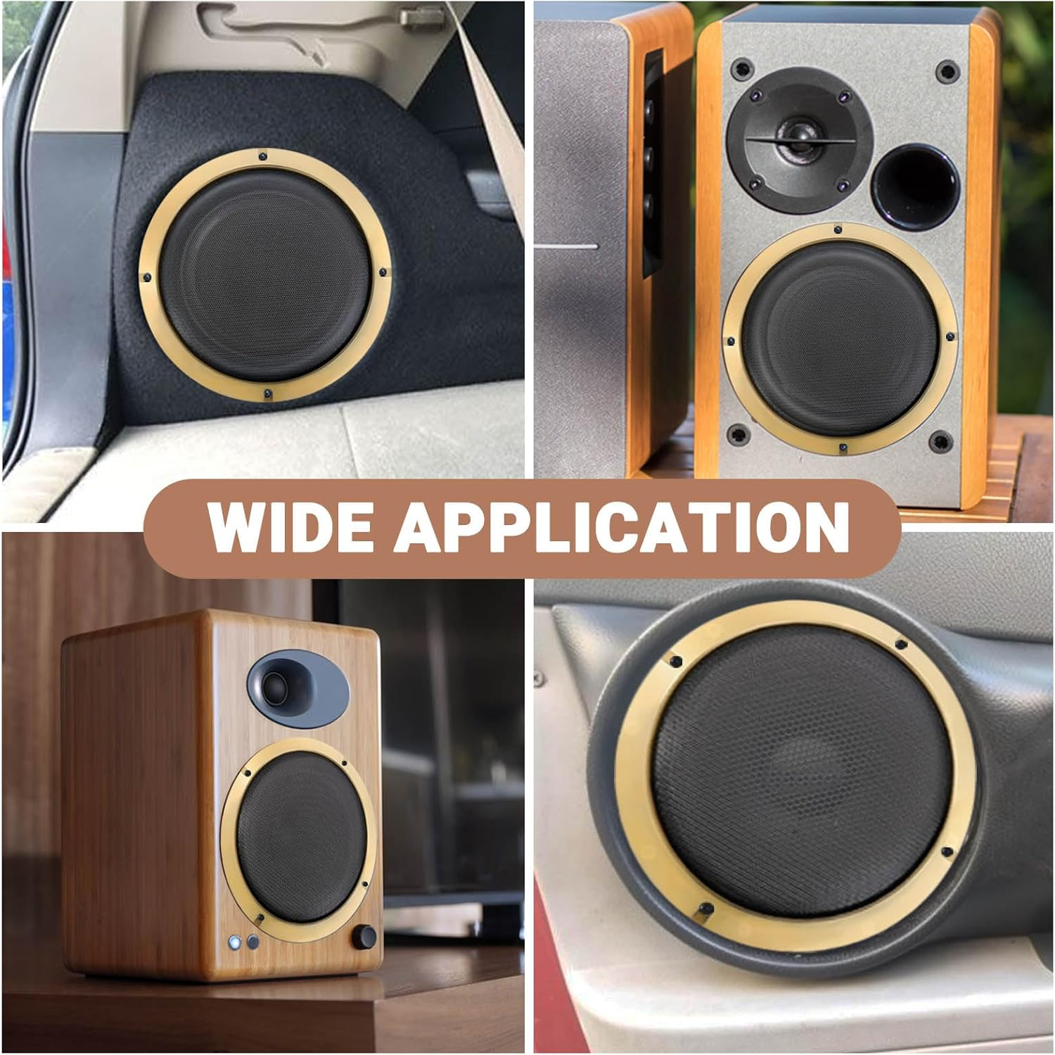 8'' Speaker Grill Cover 8 Inches Speaker Subwoofer Grill Grille Cover with Metal Mesh and Gold Plastic Rim for Car Speakers, Home Speakers image number 5