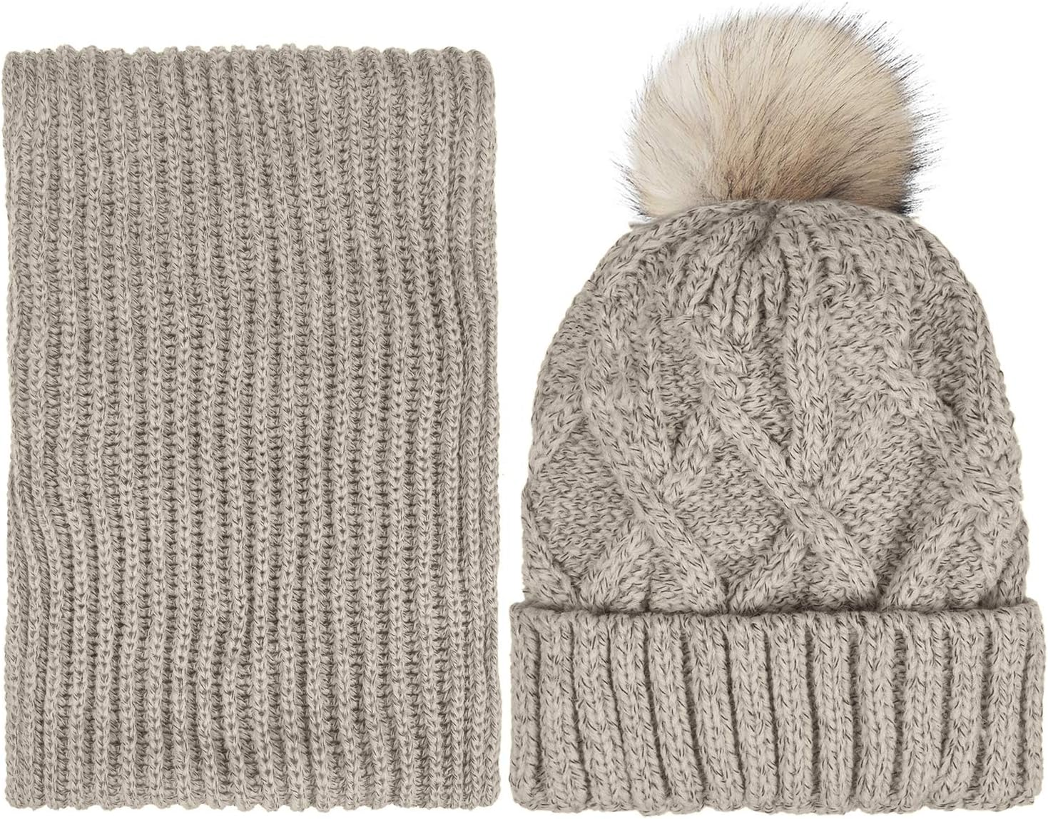 Chalier 2 Pieces Winter Beanie Hat Scarf Set Warm Thick Knit Hat Beanie Skull Caps Scarfs for Women Men Gifts - A-Black image number 2