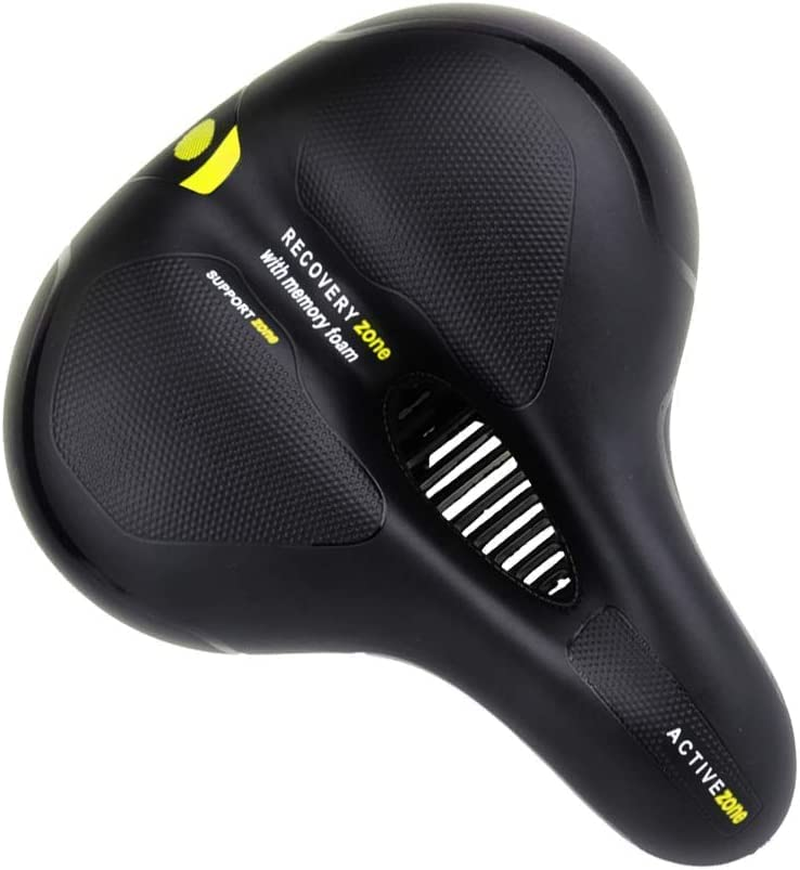 WOTOW Comfort Bike Seat, Replacement Soft Padded Bicycle Saddle High Density Memory Foam Double Shock Absorbing Rubber Suspension Universal Fit for Women'S Men'S Bikes