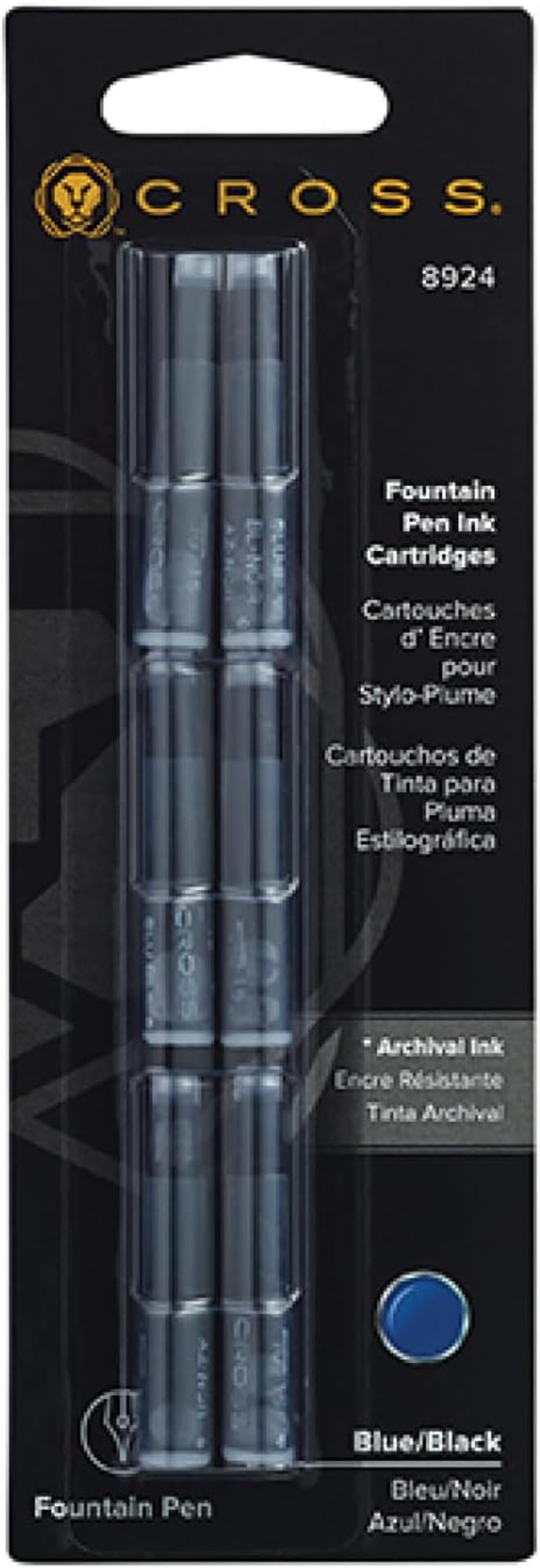 Cross A. T. Ink Cartridge for FH Blue-Black, Blister Card with 1X 6 Pieces