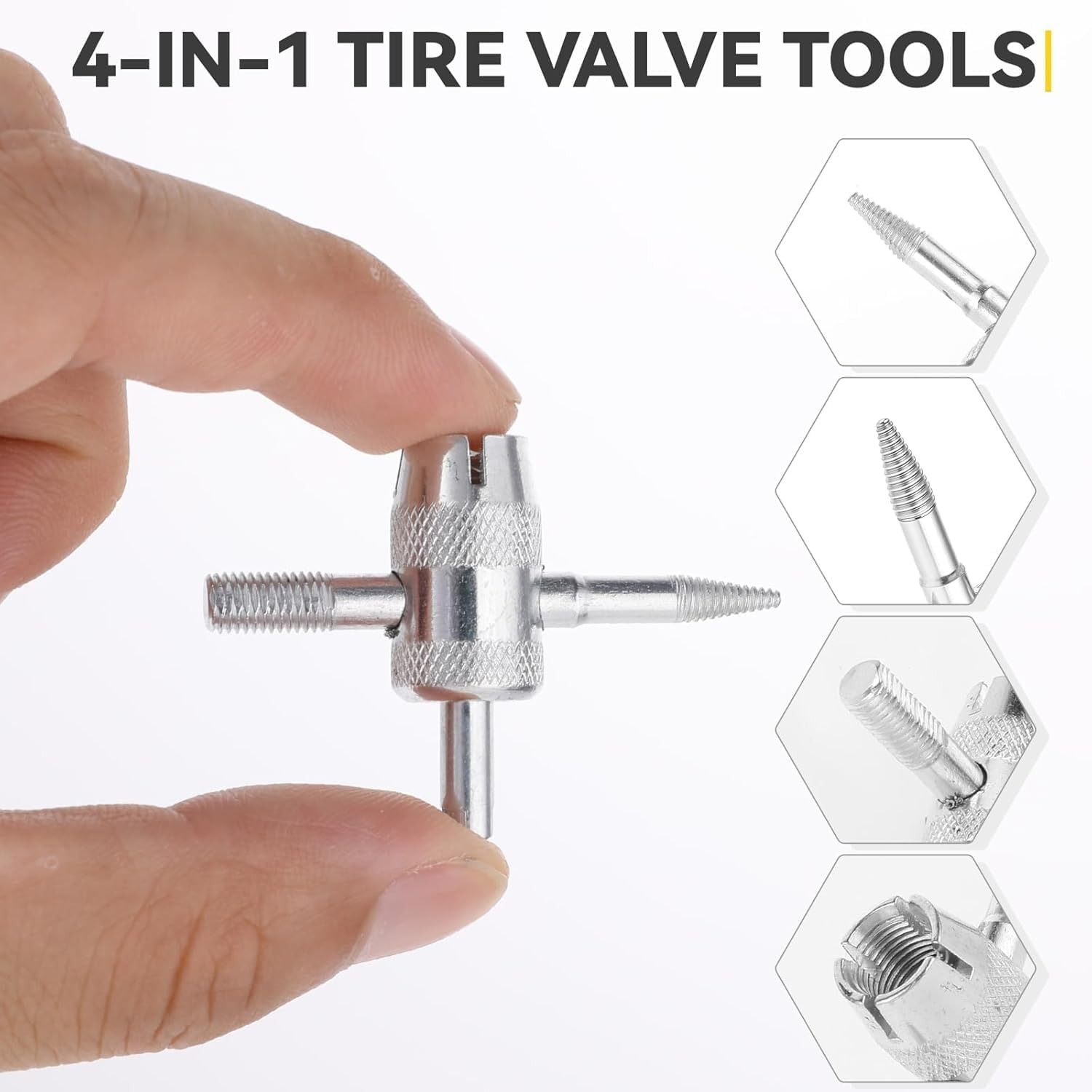 4-In-1 Multifunctional Valve Stem Removal Tool, 4Pcs 4-In-1 Valve Core Tool Tire Valve Tool,4-In-1 Valve Core Tool Multifunctional Valve Wrench,4 in 1 Valve Core Tool Multifunctional Valve Wrench image number 1