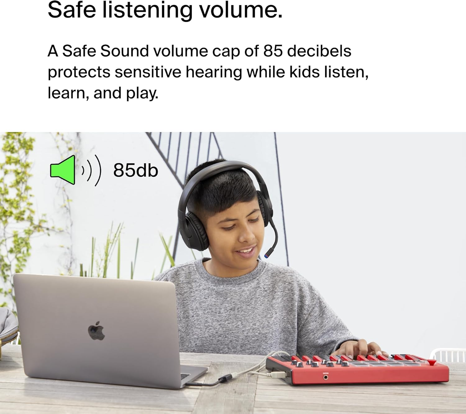 Belkin Soundform Inspire Wireless Over-Ear Headset for Kids, Headphones for Girls and Boys, Online Learning, & Travel with Built-In Microphone - Compatible with Iphone, Ipad, Galaxy, and More - Black - Black image number 2