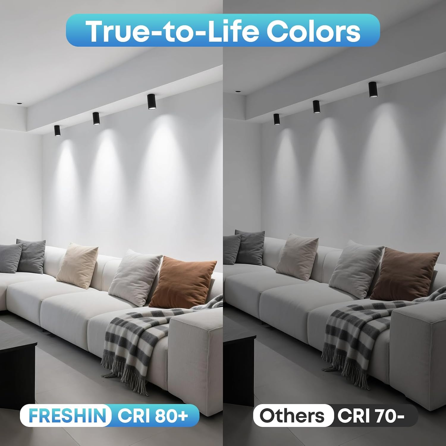 FRESHIN GU10 LED Light Bulb 7W, 630Lm 6000K Cool Daylight White, 60W Halogen Equivalent, CRI 80+, Non-Dimmable, Flicker-Free, Energy Saving Spot Light (4) image number 6