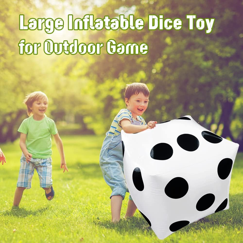 2 Pcs 20 Inch Jumbo Inflatable Dice,Giant Inflatable Dice,Large Inflatable Dice Toy for Indoor Outdoor Broad Game,Pool Party,Ludo,White and Black image number 6