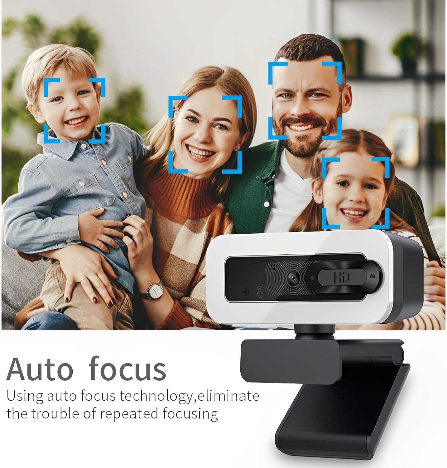 Webcam with Autofocus, USB 2K Computer Camera Ring Light & Privacy Cover for Video Conferencing, Streaming & Online Learning USB Plug & Play, Compatible with Windows/Macos/Linux image number 3