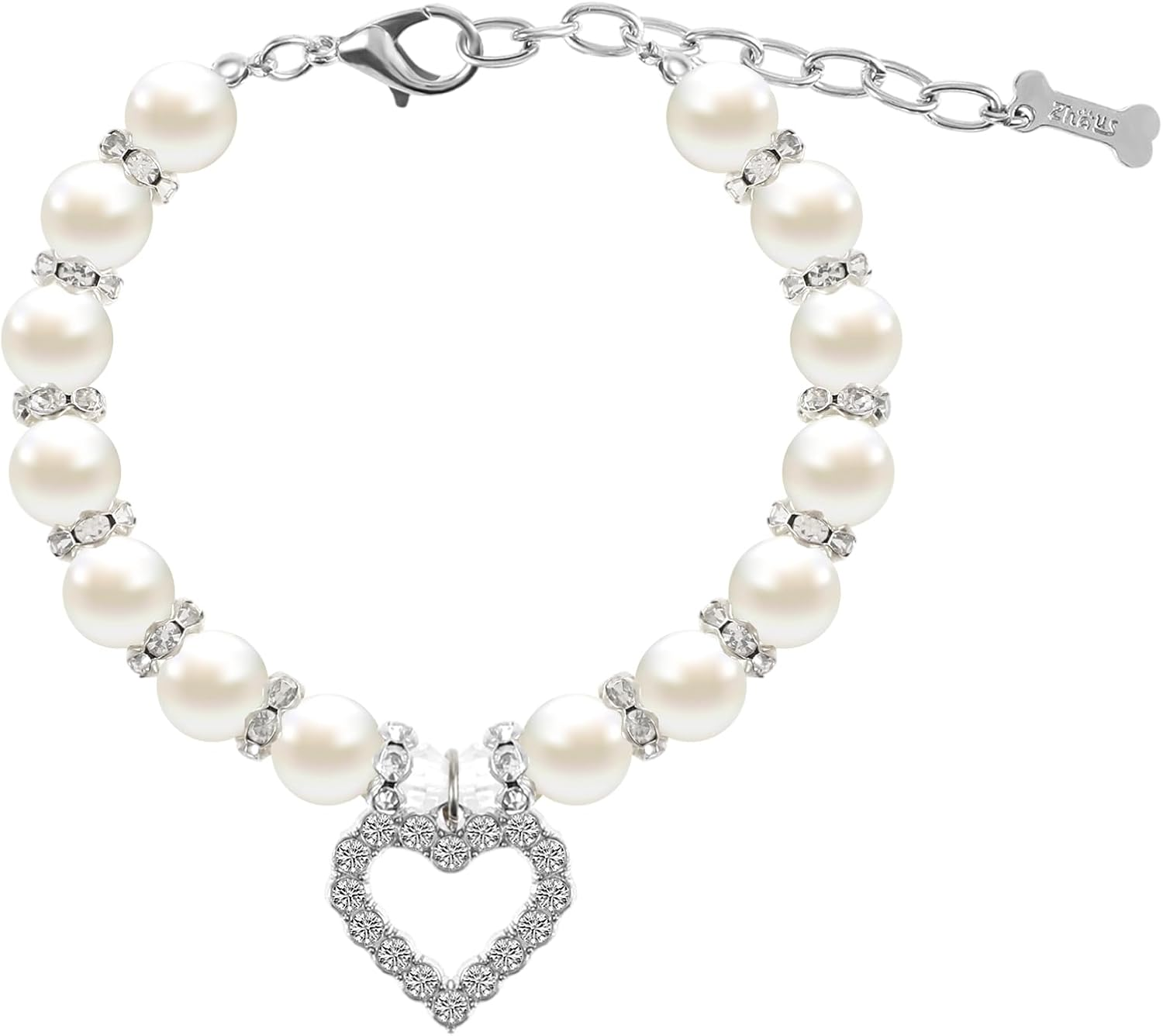 Amaxiu Pearl Collar for Cats and Small Dogs, Adjustable Bling Rhinestone Collars for Small Dogs Cats Girls Cats Sband Jewellery for Female Cats Puppies Dogs Accessories image number 2