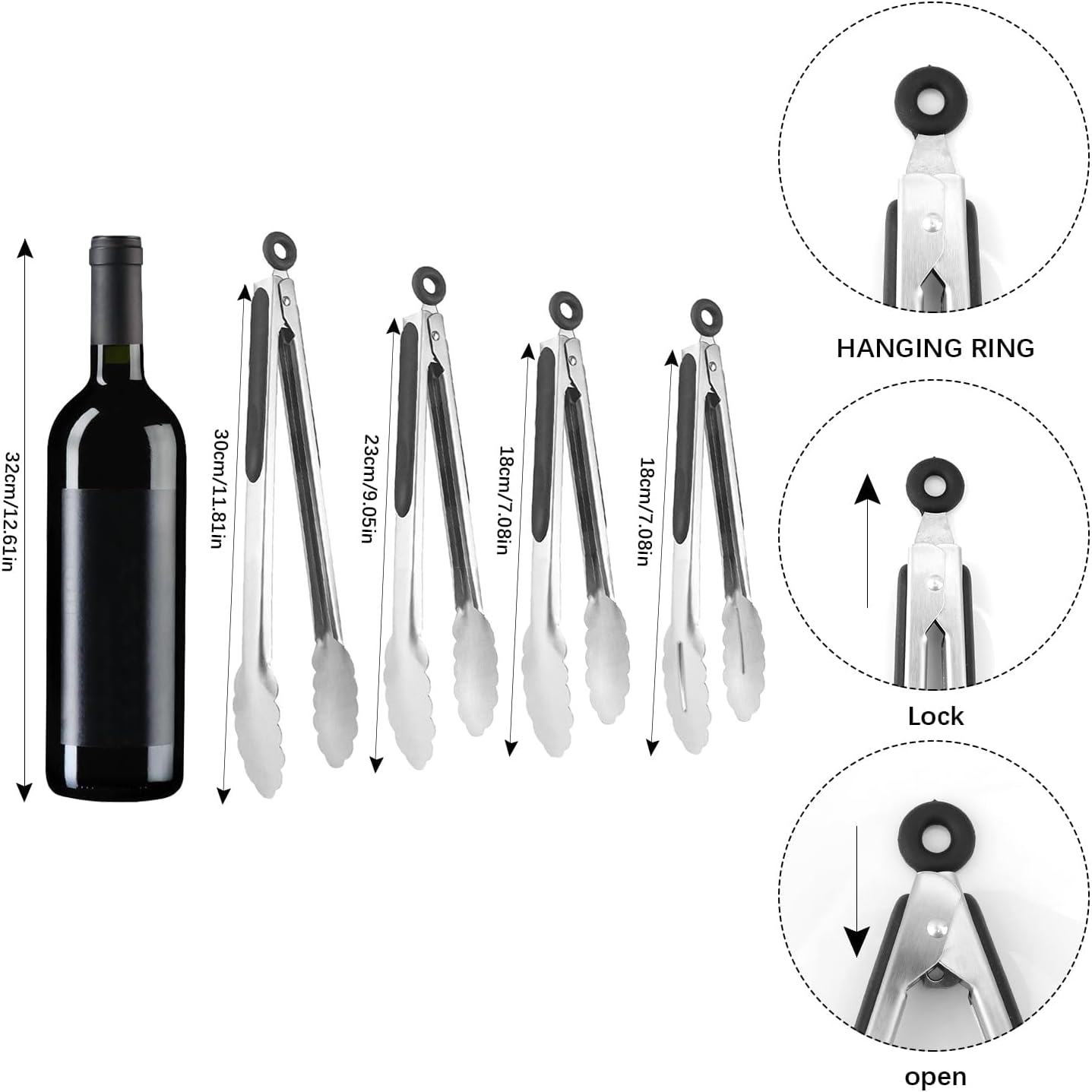 Tongs Kitchen Tongs BBQ Tongs Salad Tongs Cooking Tongs for Serving Food Pince Cuisine Ice Tongs Kitchen Tongs Stainless Steel Food Tongs Kitchen Gadgets Cuisine Accessoire Tongs Cooking Meat Tongs image number 4