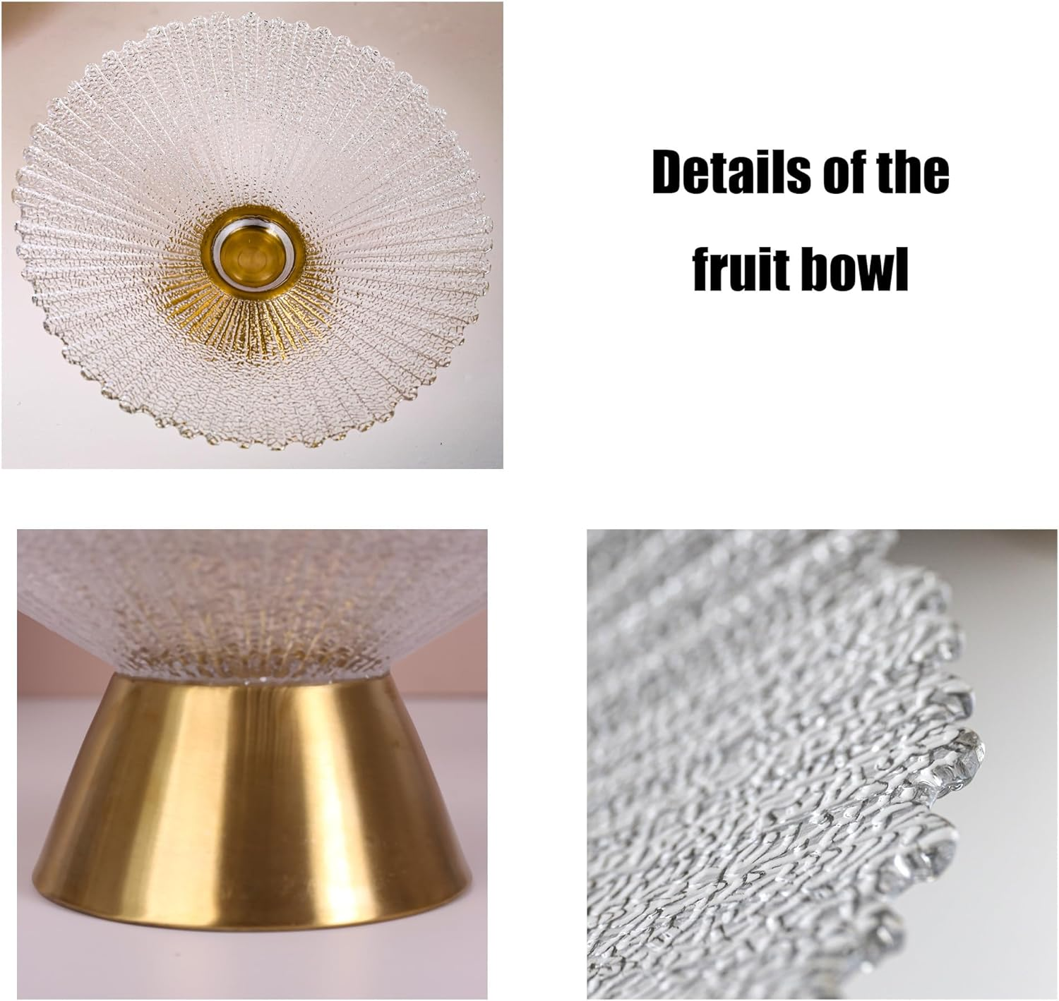 Fruit Bowl, Glass Plates, Fruit Serving Tray, Copper Bottom Glass Fruit Plate, Fruit Trays for Party, Snacks Serving Tray image number 3