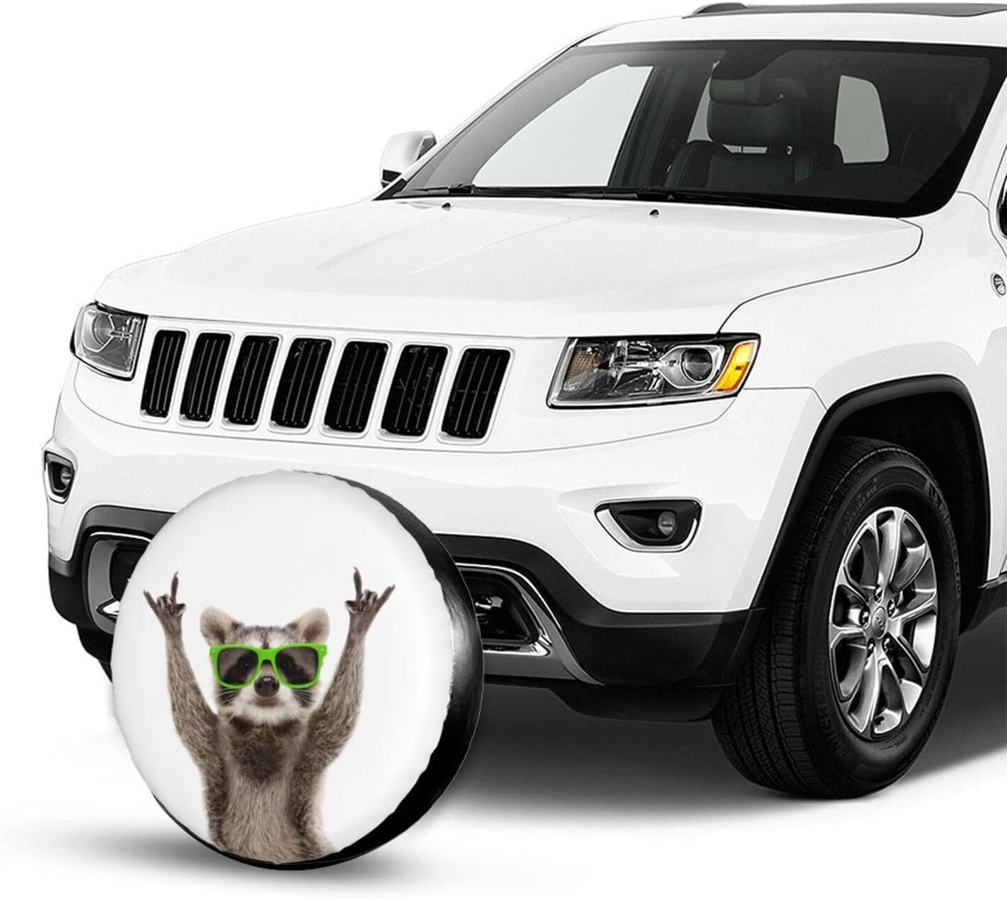 Funny Raccoon in Green Sunglasses Spare Tire Cover Cute Animal Tire Wheel Covers Waterproof Weatherproof Wheel Tire Protector Tyre Covers Universal for Trailer RV SUV Vehicle Motorhome Travel 14 Inch image number 6