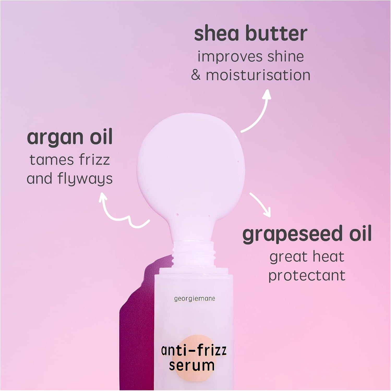 Georgiemane Anti-Frizz Serum 100Ml, 100% Vegan & Cruelty Free, Controls Frizz & Flyaways, for All Hair Types, Protects against Heat Damage image number 2