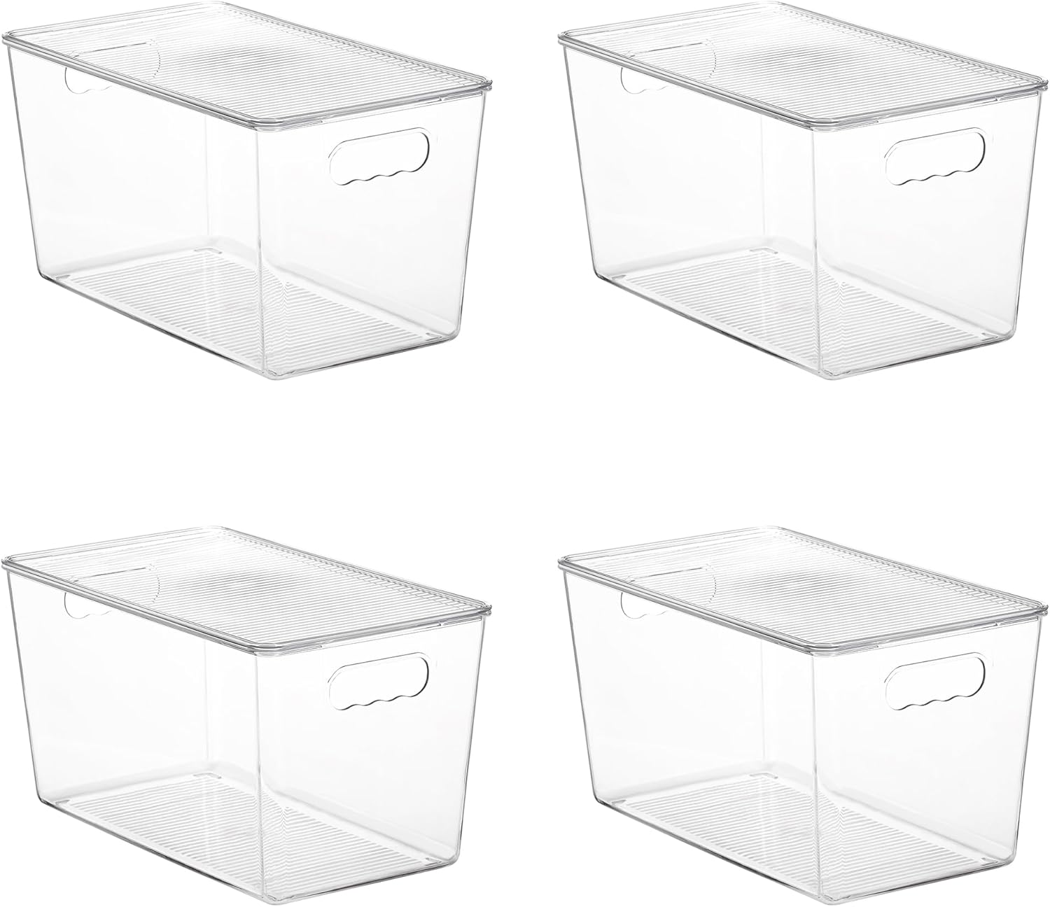 Vtopmart 4 Pack Clear Stackable Storage Bins with Lids, Xlarge Plastic Containers with Handle for Pantry Organizer, Perfect for Kitchen, Fridge, Cabinet, Closet, Bathroom image number 2