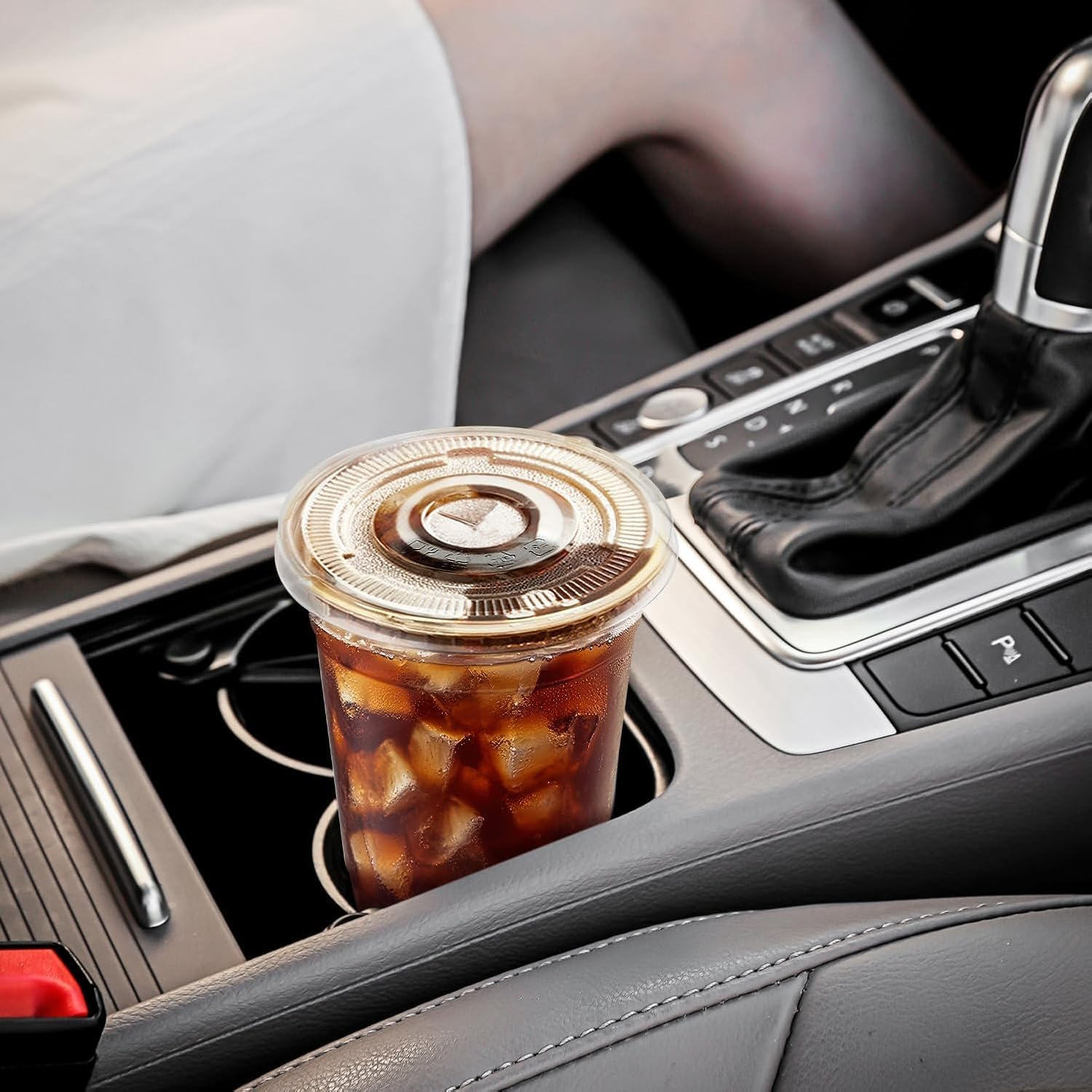 100 Pack 16Oz Reusable Transparent PET Plastic Cups with Lid and Leak Proof Paper, Standard Lidded Drinking Cups for Wedding, Thanksgiving, Christmas and Camping Party image number 3