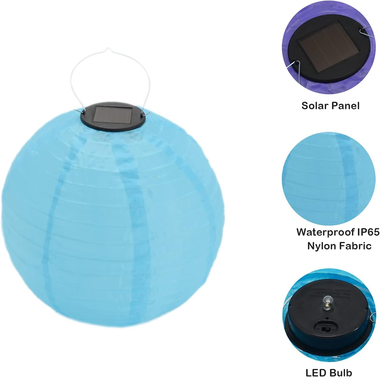 Beaneyun Solar Chinese Lantern Lights 12 in round Solar Lanterns LED Nylon Hanging Light Waterproof Outdoor Decorative Lights for Home Patio Garden Yard Wedding Party Bedroom,6 Pack (White),2021006 image number 4