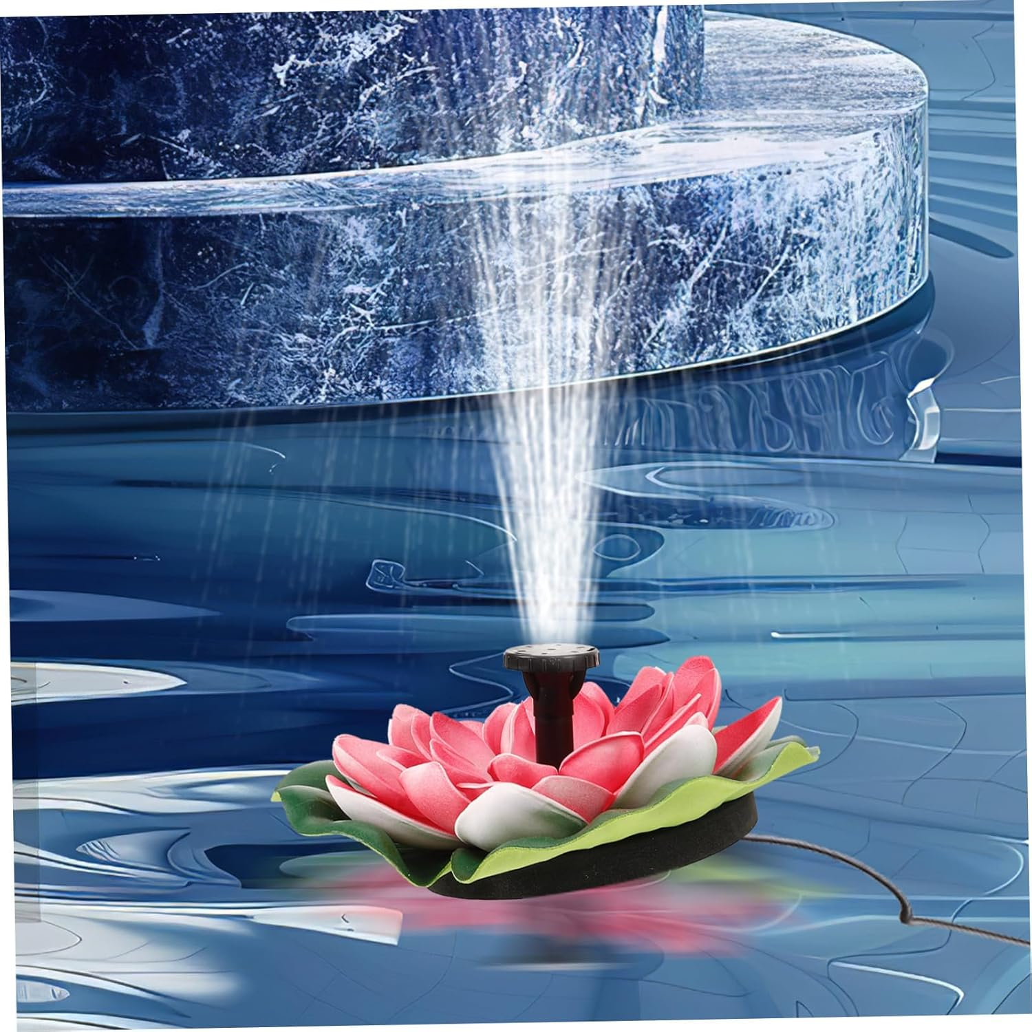 Floating Solar Fountain Lotus Design Outdoor Garden Water Feature Solar-Powered Pump Compact Lightweight Easy Installation for Decoration image number 5