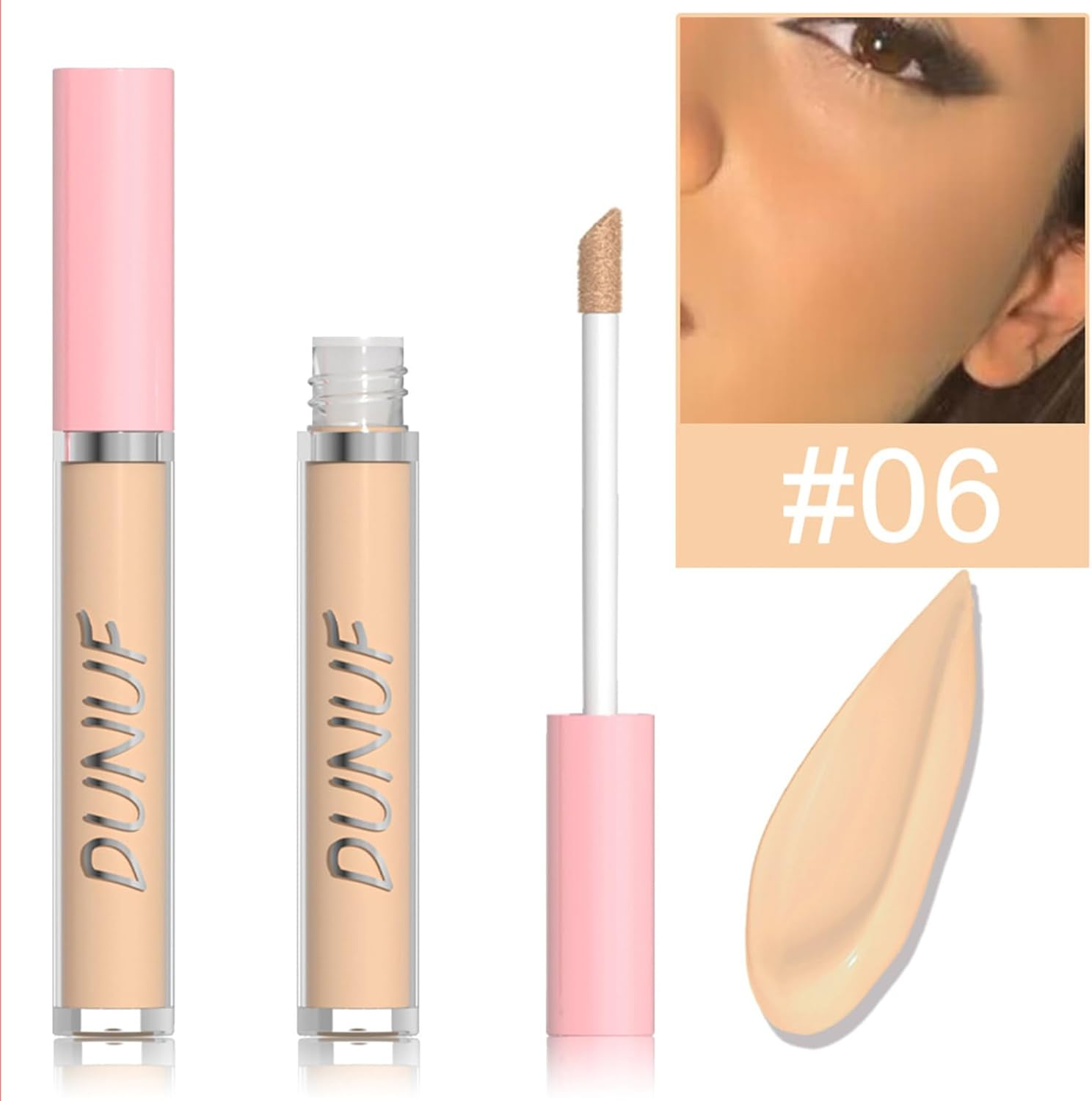 Enmart Liquid Concealer Set, 4 Shades Cream Foundation Concealer, 2.5G Each, Lightweight Makeup, Long Lasting & Full Coverage, Oil-Free, for Dark Circles, Redness & Blemishes, with 4Pcs Makeup Brushes image number 4