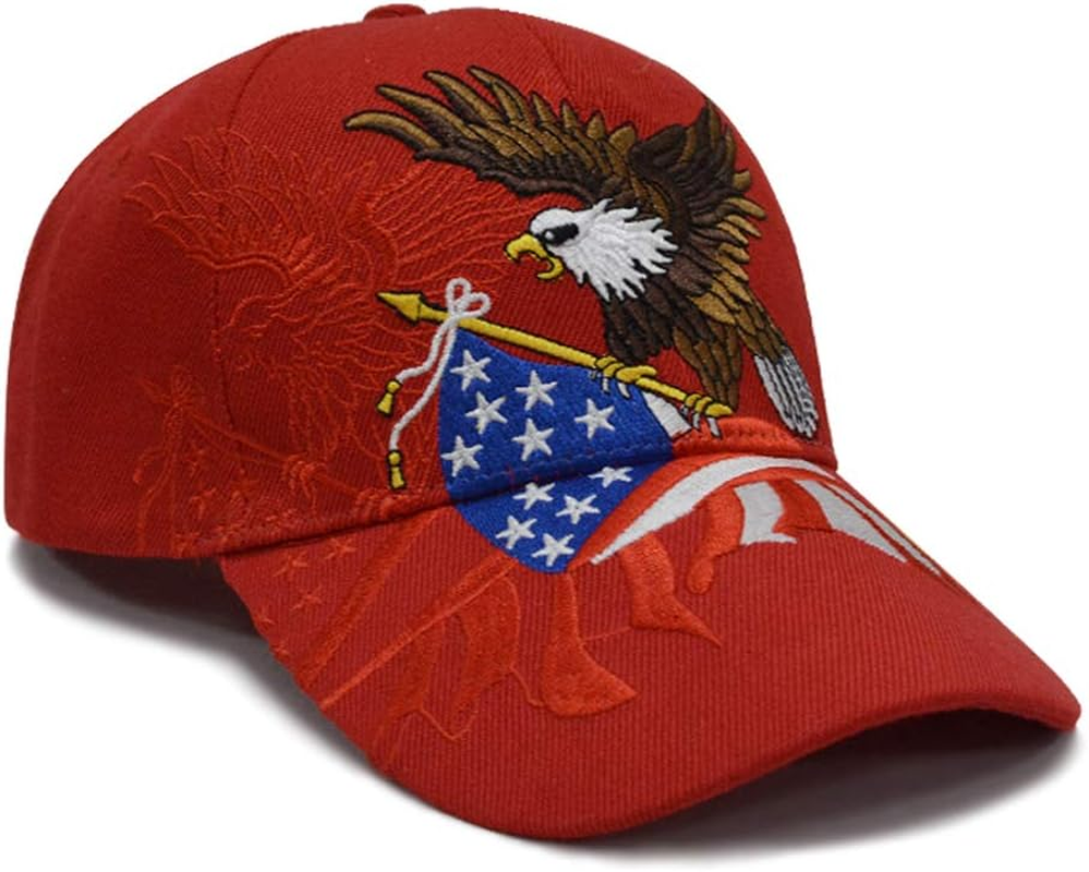 DISHIXIAO USA Baseball Cap Polo Style Adjustable Embroidered Dad Hat with American Flag for Men and Women - 2.Trump 2020-Red image number 3
