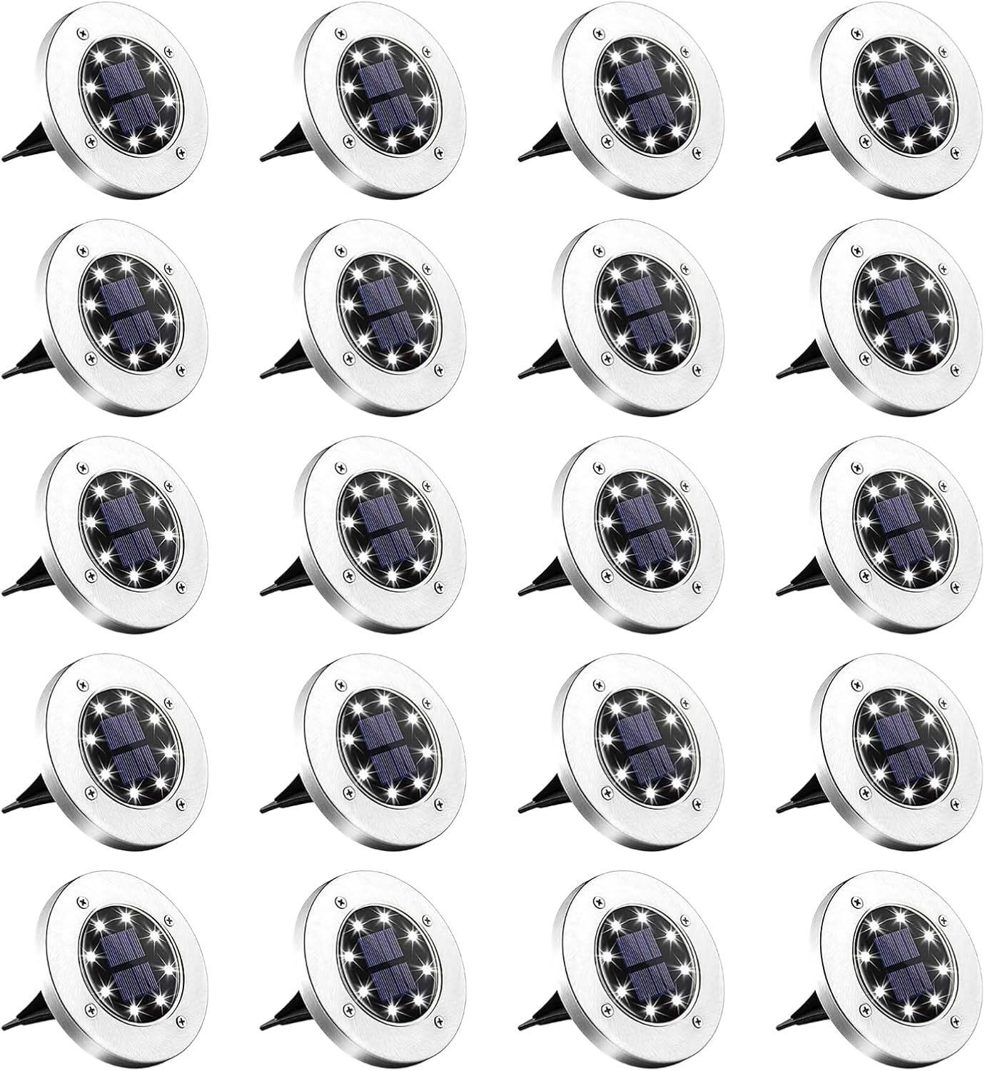 Solar Powered LED Buried Inground Recessed Light Garden Outdoor Solar Ground Lights, Waterproof Outdoor Light Landscape Lights for Pathway, Yard, Deck, Lawn, Patio, Walkway | Warm White | 4 Pieces image number 4