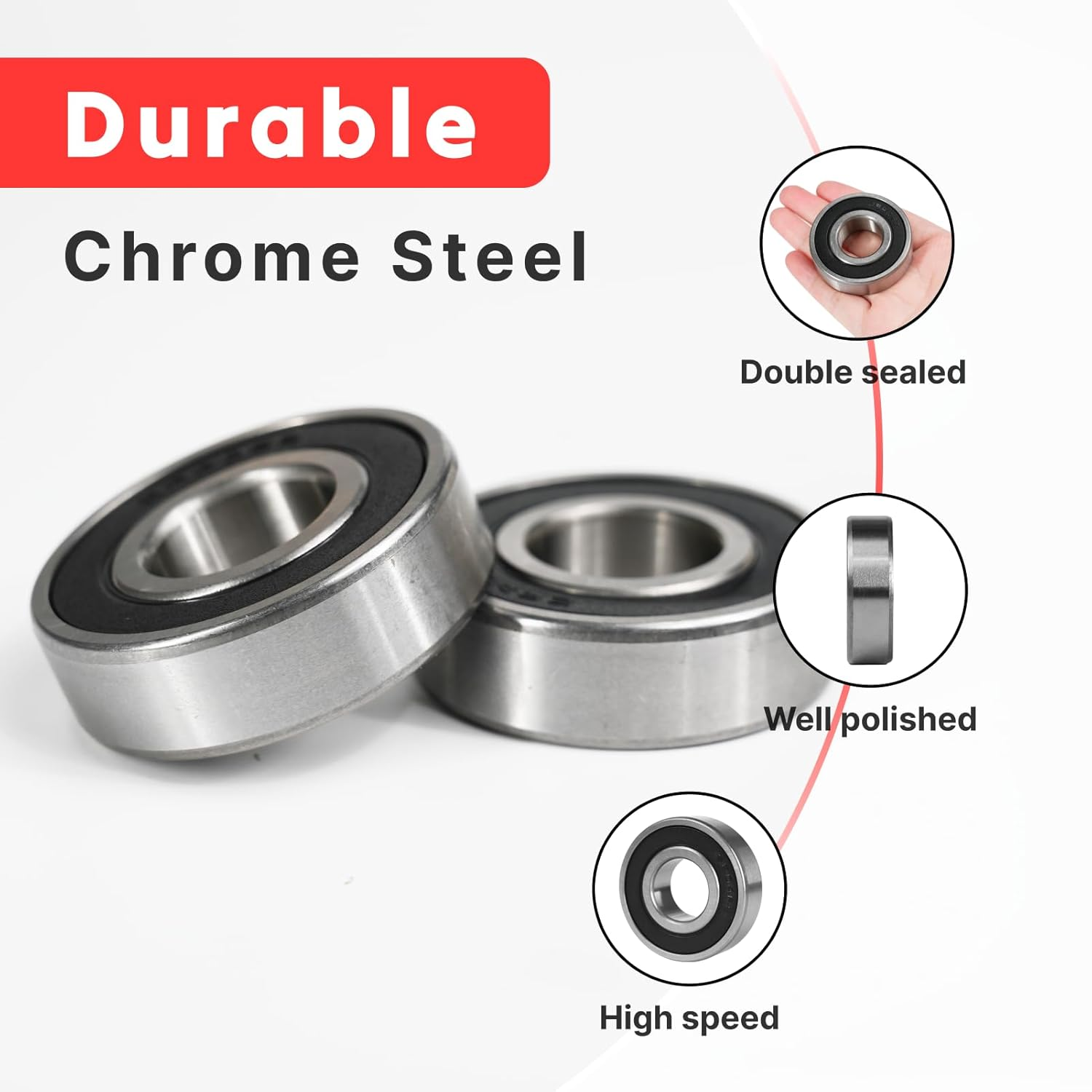 6204-2RS Deep Groove Ball Bearings 20X47X14Mm Double Sealed Chromium Steel 2Pcs &ndash; High Load, Low Friction, Industrial & Motor Use image number 4