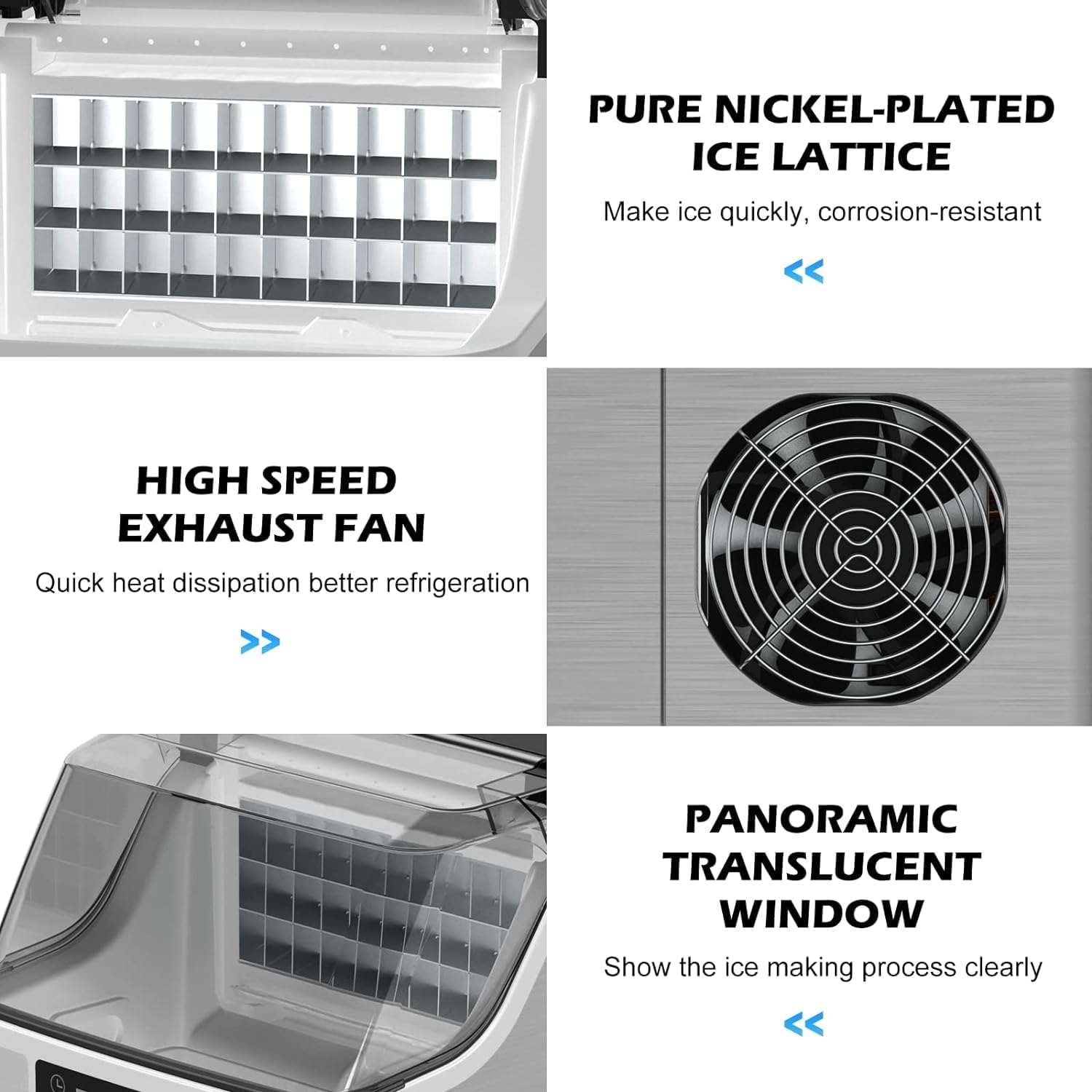 Advwin 20KG Ice Maker Machine Countertop, Self-Cleaning Ice Cube Maker, Silver image number 2