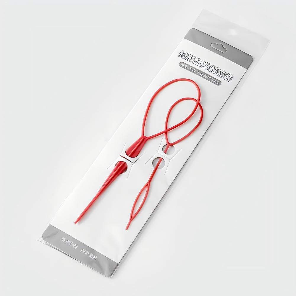 Quick Hair Looping Tail Tool 2Pcs French Braid Loop Ponytail Pull through Long Hair Holders Styling Maker Hair Braiding Topsy Tail Hair Styling Tools Kit Red - Blue image number 6