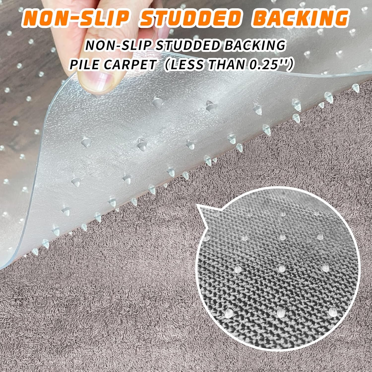 Office Chair Mat for Carpeted Floors, Desk Mats 48"X30" for Rolling Desk on Low Pile Carpets, Small Computer Gaming Plastic Floor Mats for Office Chair on Carpet, Easy Glide without Curling image number 3