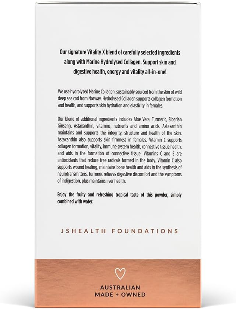 Jshealth Vitamins Vitality X + Collagen - Beauty Powder Supplement Sachets with Aloe Vera Silica and Vitamins C & E to Nourish Hair Skin and Nails (30 Sachets) image number 2