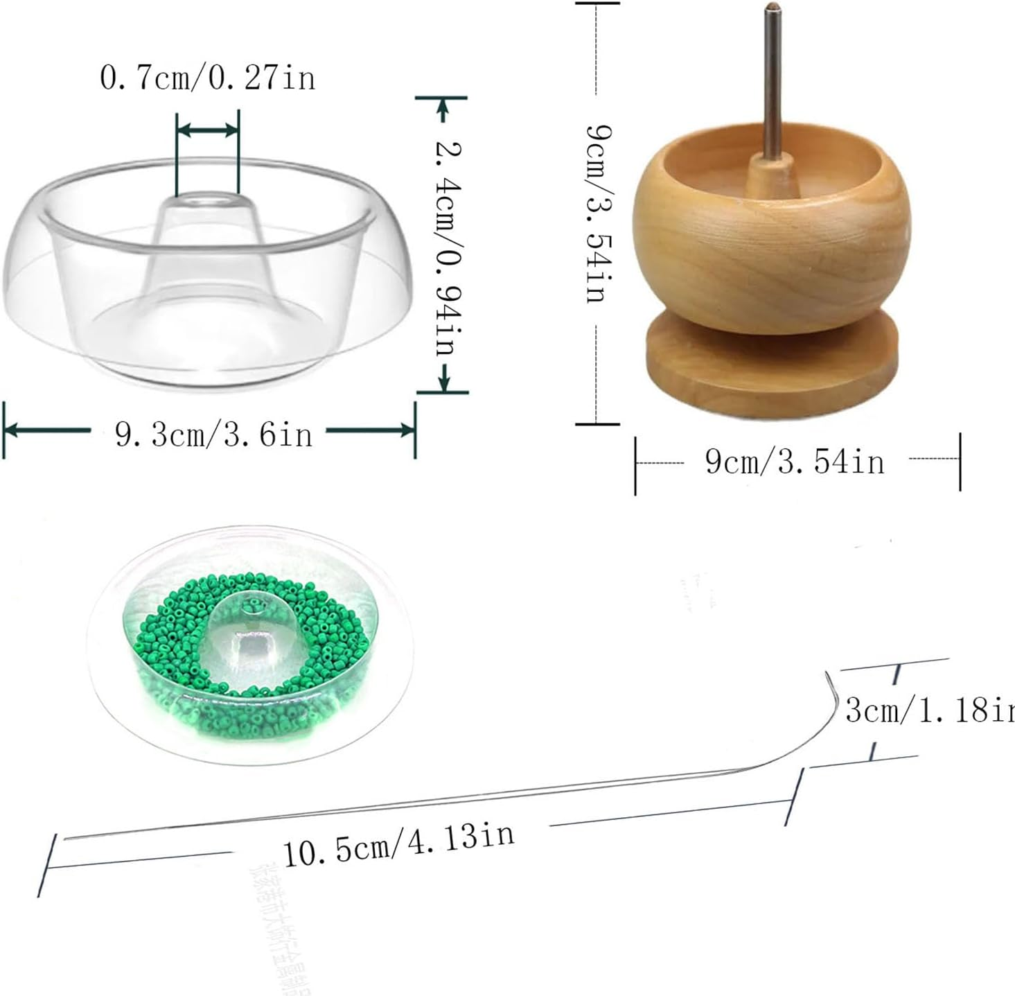 Paifeancodill Wooden Bead Spinner, Portable Jewelry Making Tool with 5 Effort-Saving Plastic Bowls and 2 Beading Needles for DIY Crafts Necklaces image number 2