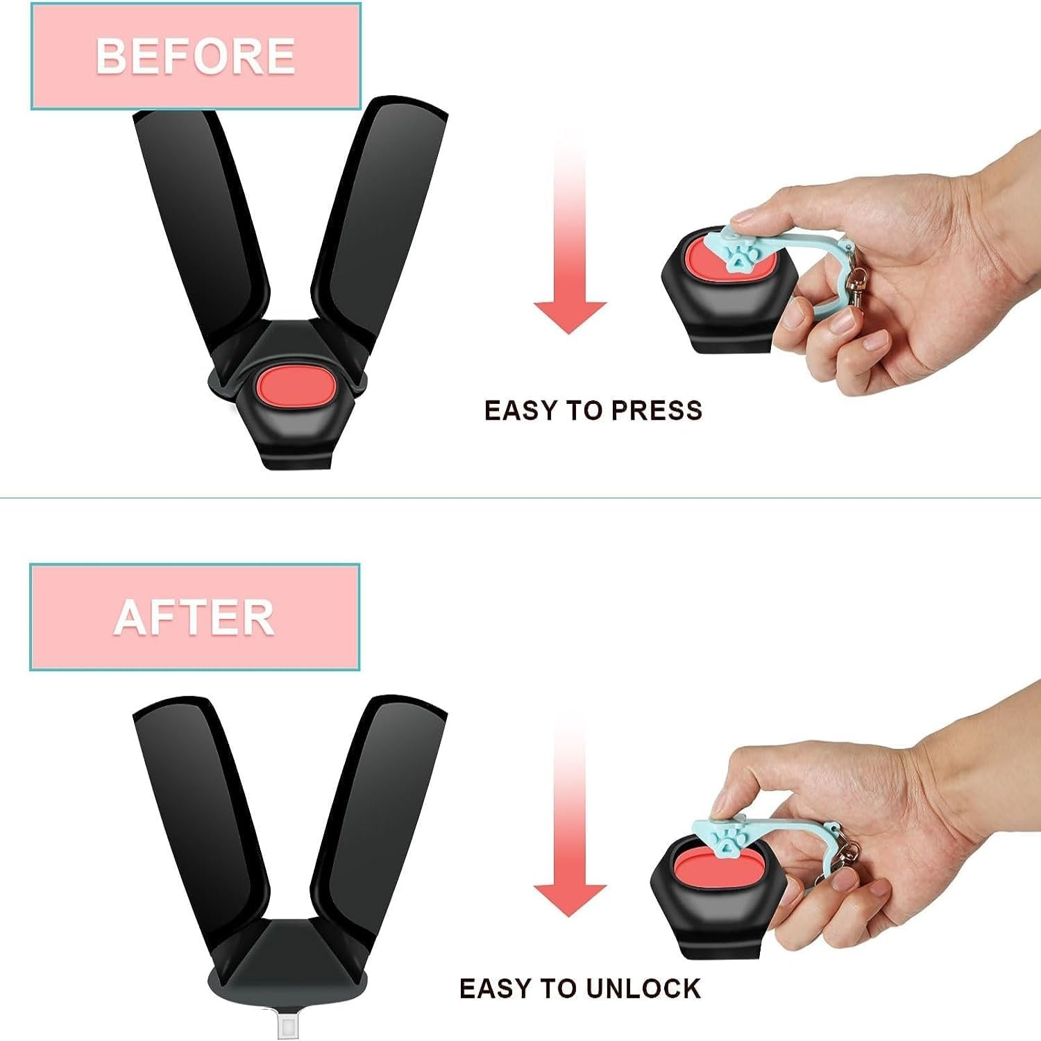 2Pcs Car Seat Openers, Buckle Tool with Keychain, Key Button Opener for All Child Seats image number 2