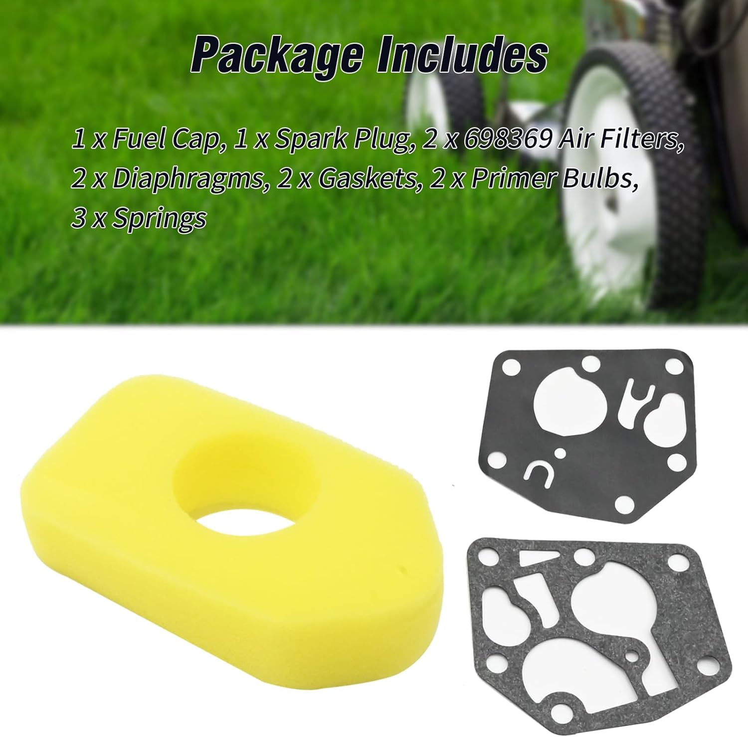 SYOWADA 698369 12PCS Air Filter, Carburetor Diaphragm, Spark Plug Replacement for Brigs-Straton 3.5-4.5 HP, Replace 694394 494408 495770 795083 image number 4