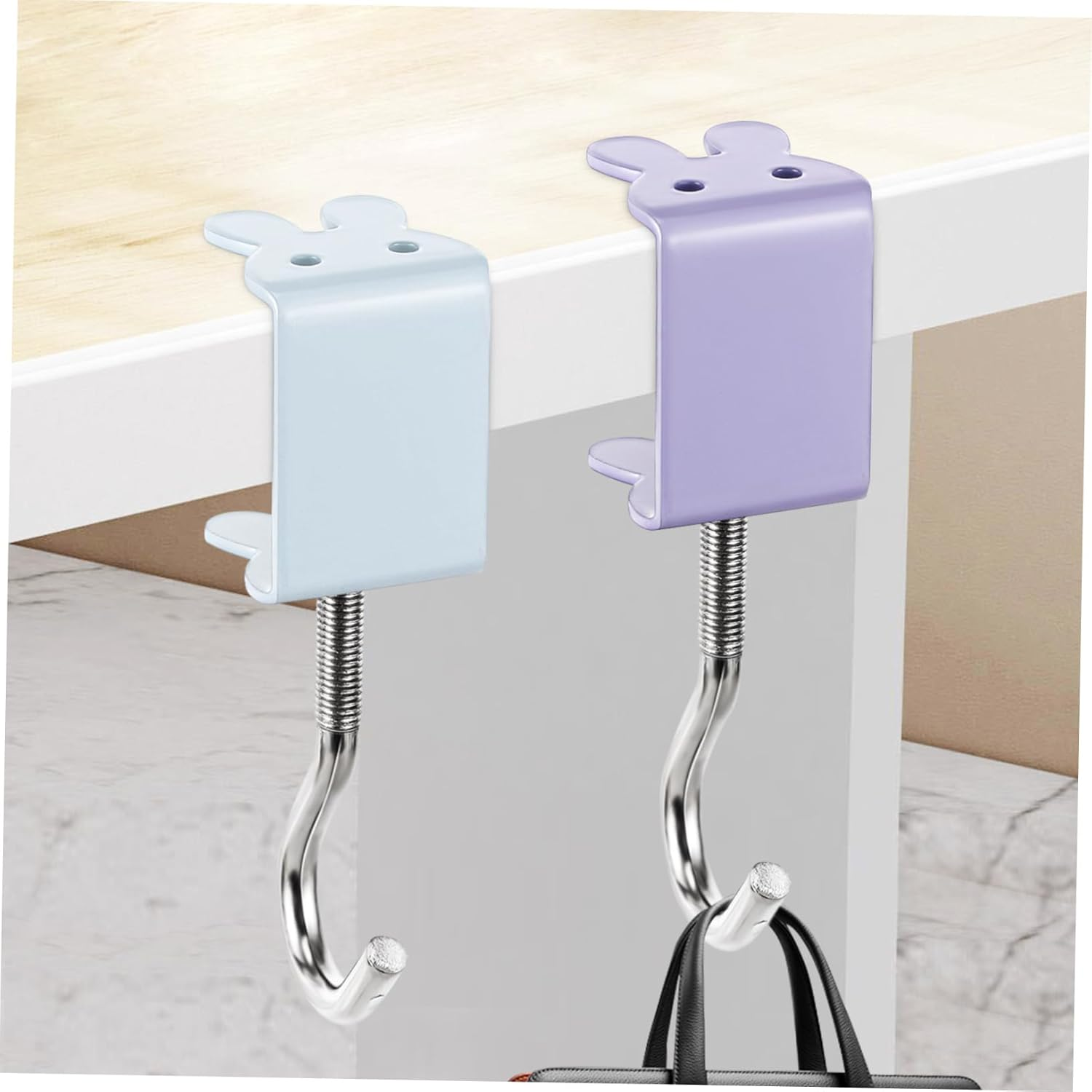 VILLFUL 4Pcs Desk Edge Hook Space Saving Bag Holder Clamps Metal Desk Hooks Office Accessories image number 2