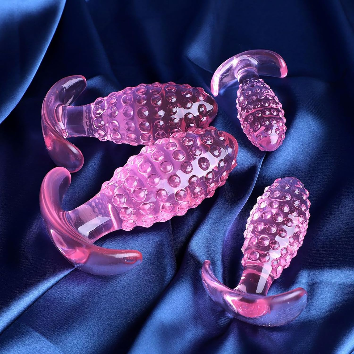 4PCS Pineapple Anal Plugs Anal Training Set Anus Dilator Kit Pink Buttplug Prostate Male Butt Plug with Handle Analtoy Plug Beginner