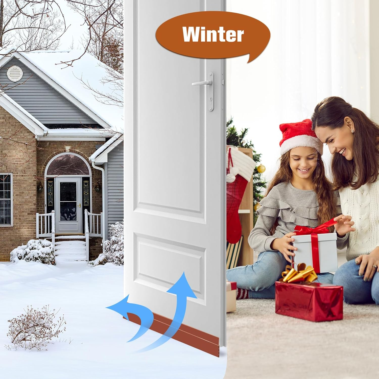 YOUSHARES Brown Door Seal - 2" Width X 39" Length Draught Excluder, Weather Stripping, Rubber Draft Sweep Stopper for Soundproof and Keep Warm (2 Packs) image number 6