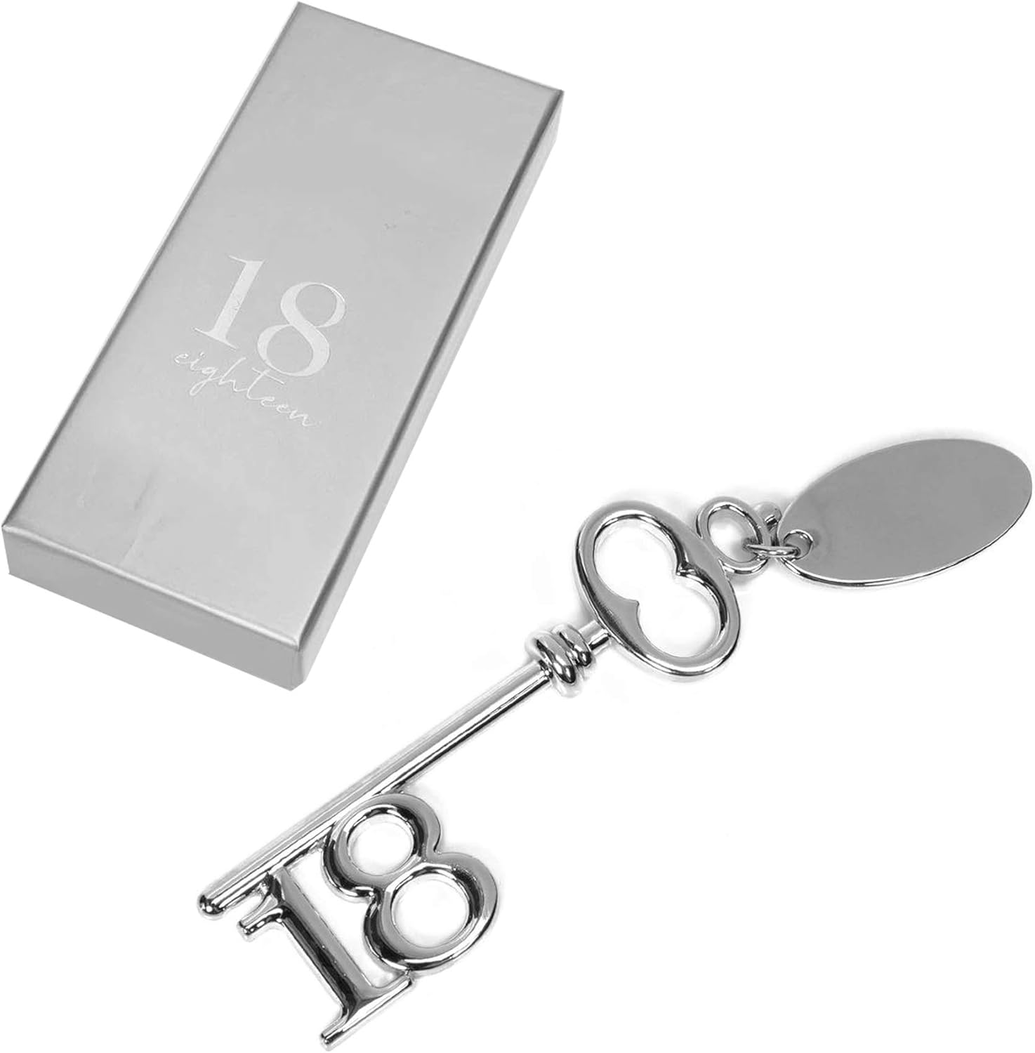 Milestones 18Th Birthday Key Silver Plated Keepsake with Engraving Tag