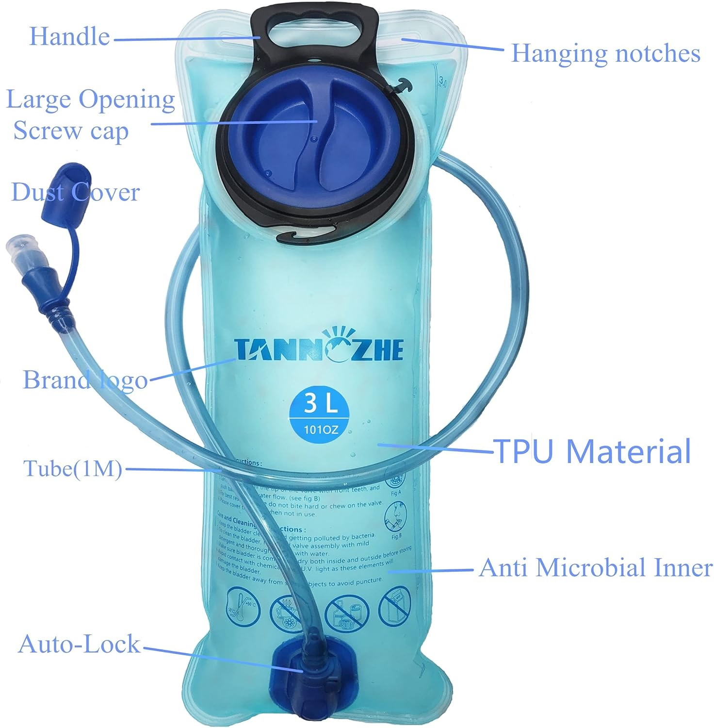 Hydration Bladder Water Bladder Leak Proof Water Reservoir,Bpa Free Hydration Pack Replacement,Sports Travel Reservoir Hydration Bag Pack Hiking,Outdoor image number 6