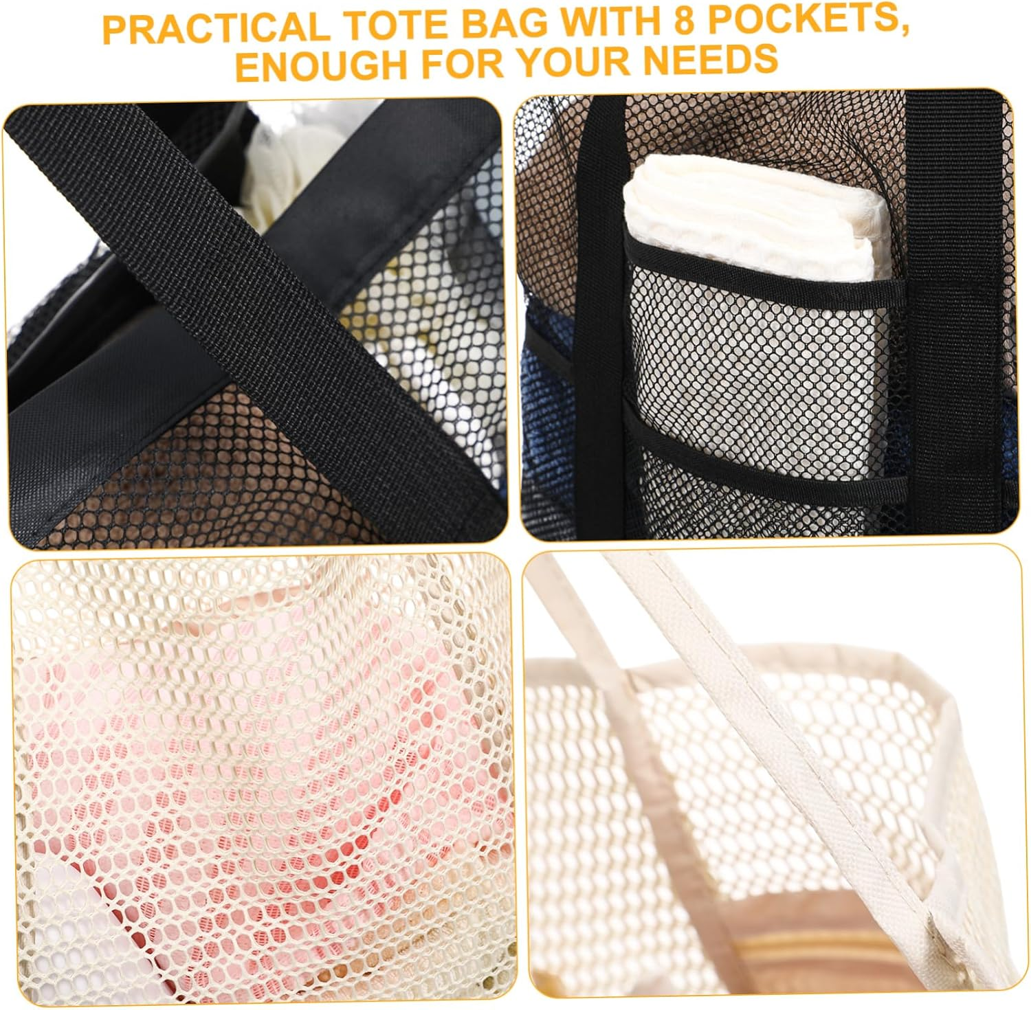 GLSTOY 3Pcs Large Mesh Beach Bag for Women Travel Tote Swim Gear Pouch for Beach Vacation Picnic and Outdoor Activities image number 5