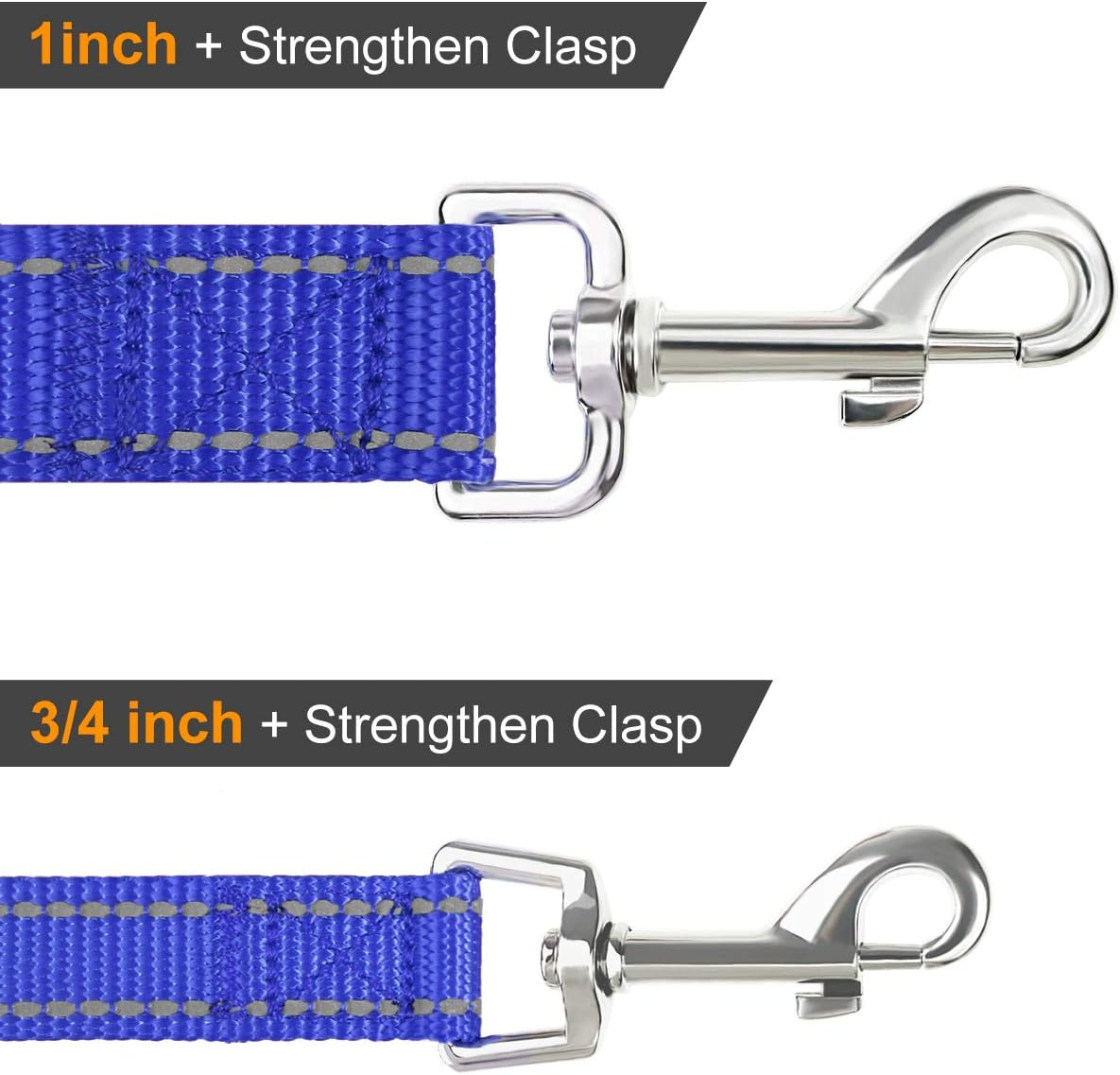 Dog Lead, Double-Sided Reflective Nylon Lead with Padded Handle for Large Medium Dogs, 1.8 M X 2.5 Cm, Bright Pink image number 6